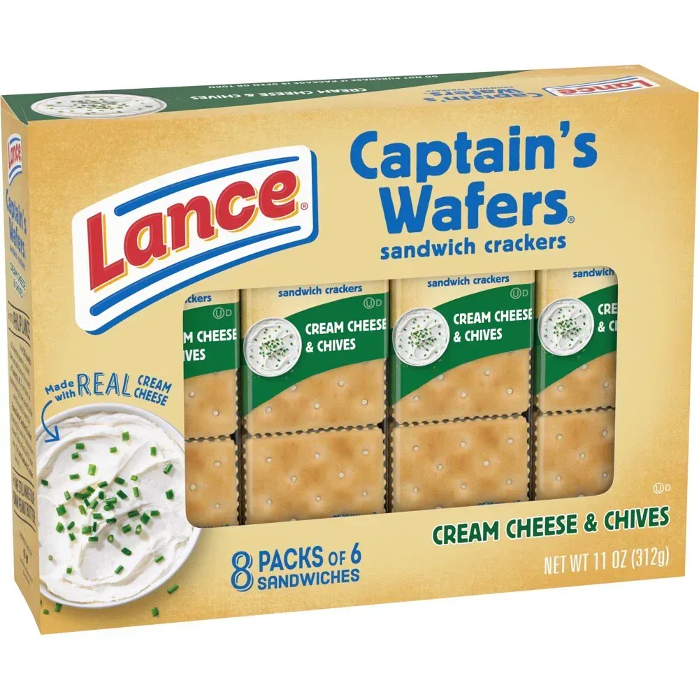 Sandwich Crackers, Captain'S Wafers Cream Cheese and Chives, 8 Packs, 6 Sandwiches Each - Image 9