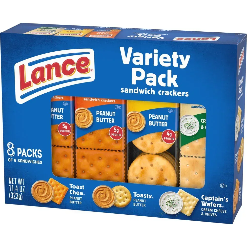 Sandwich Crackers, Variety Pack, 3 Flavors, 8 Individually Wrapped Packs, 6 Sandwiches Each - Image 9