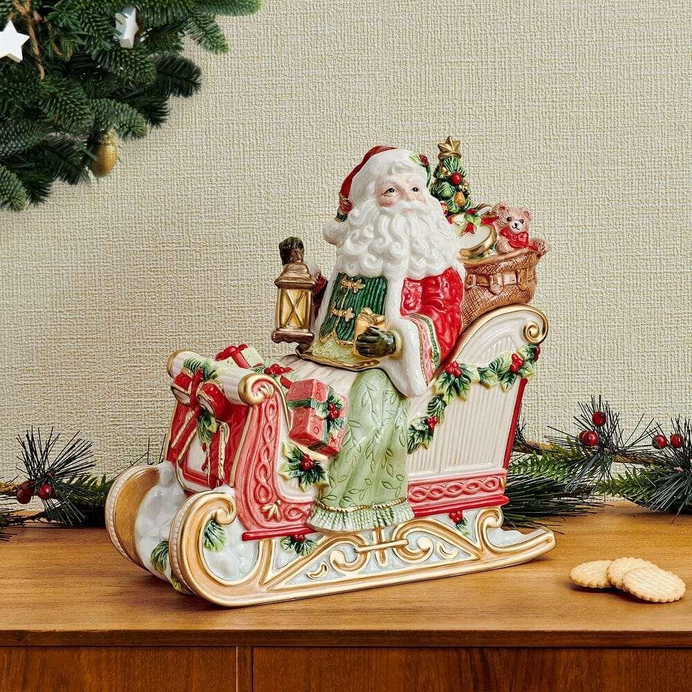 Santa Crimson Holiday Cookie Jar, 10 IN - Image 4