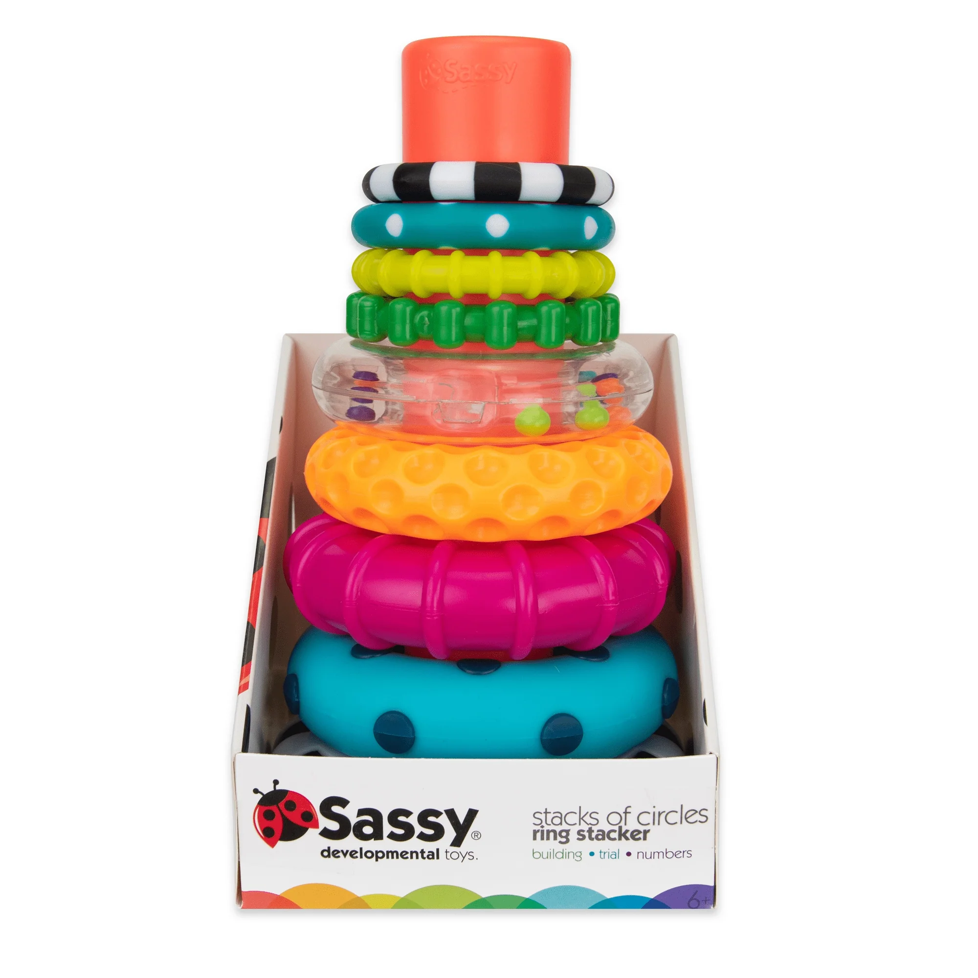 Sassy Stacks of Circles Stacking Ring STEM Learning Toy, 9 Piece Set, Ages 6 Months and Up - Image 2