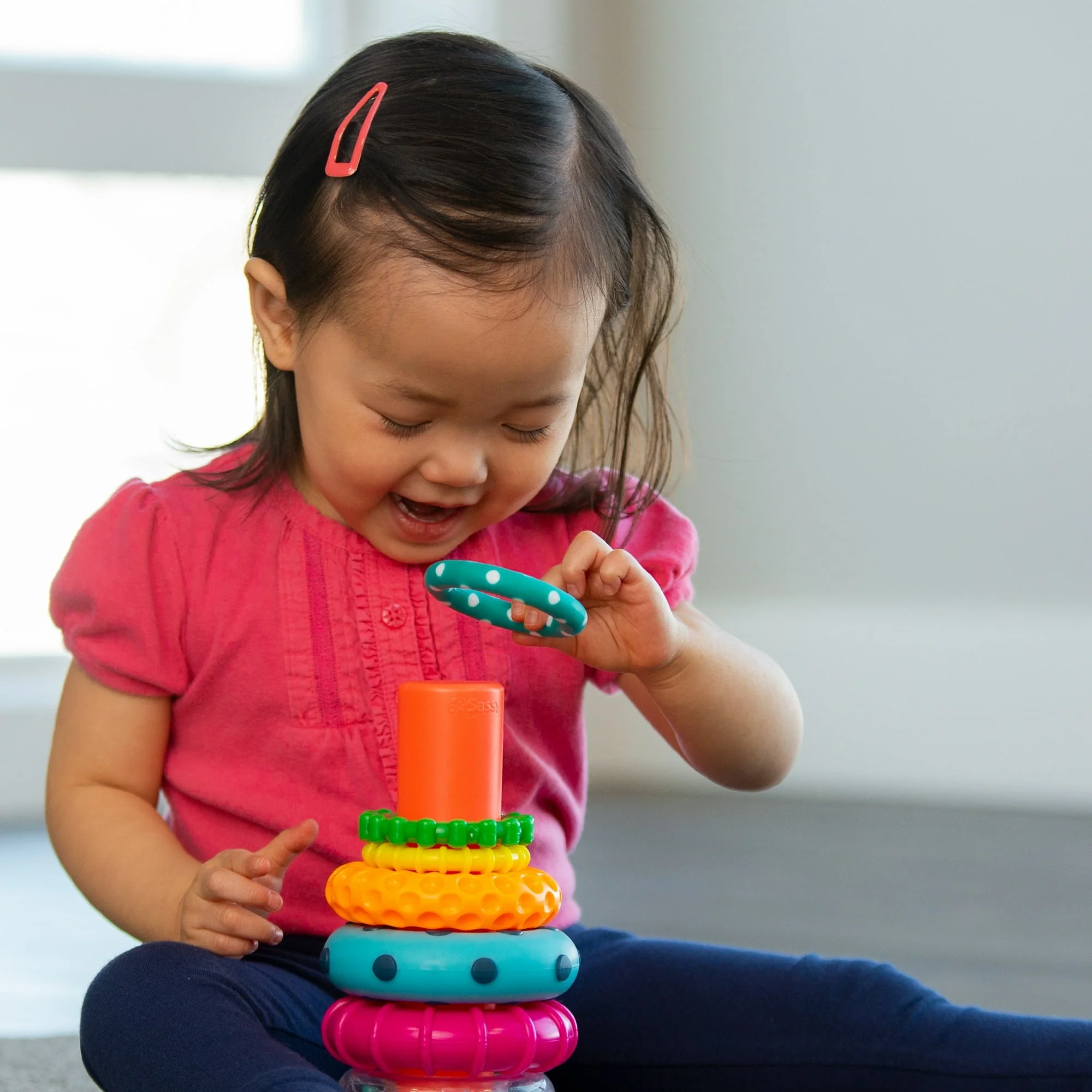 Sassy Stacks of Circles Stacking Ring STEM Learning Toy, 9 Piece Set, Ages 6 Months and Up - Image 4