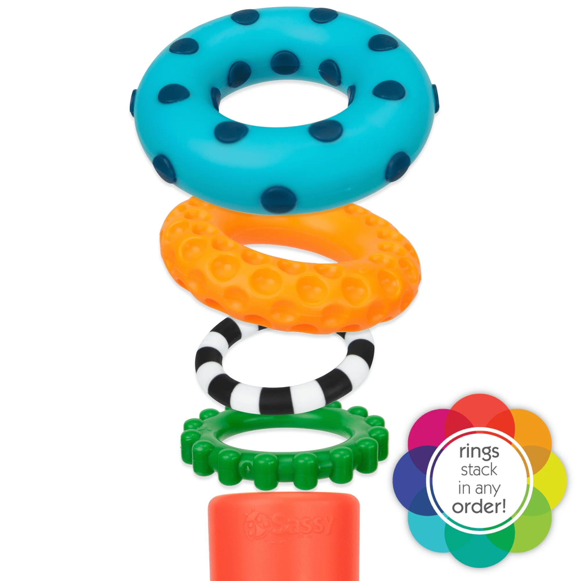 Sassy Stacks of Circles Stacking Ring STEM Learning Toy, 9 Piece Set, Ages 6 Months and Up - Image 5