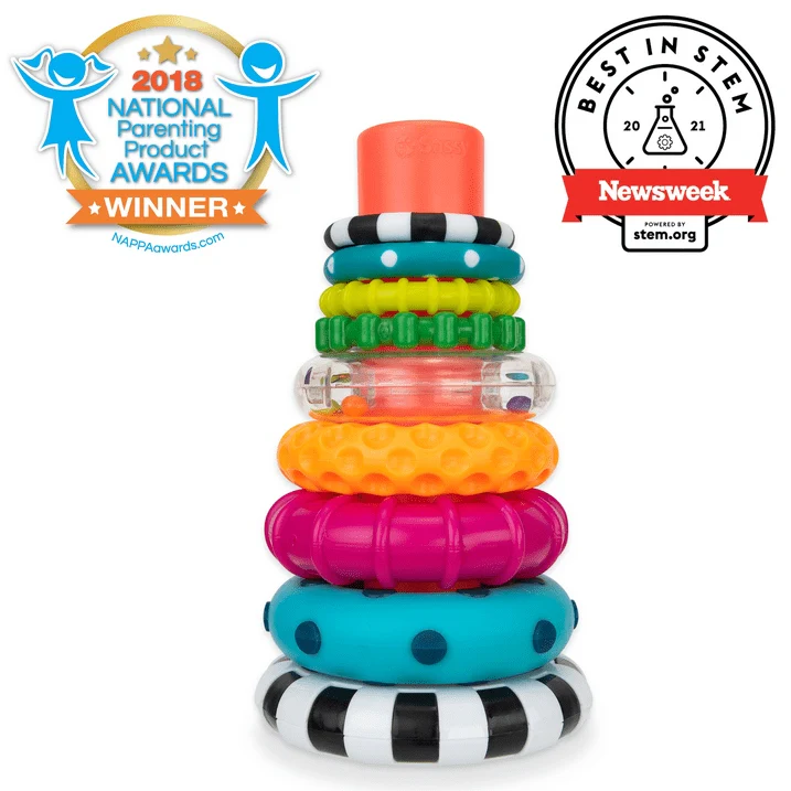 Sassy Stacks of Circles Stacking Ring STEM Learning Toy, 9 Piece Set, Ages 6 Months and Up - Image 6