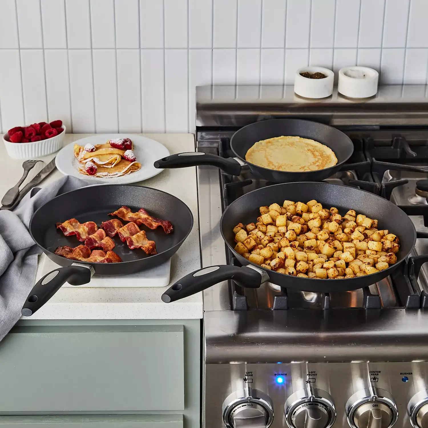 Scanpan ES5 Set of 3 French Skillets, 8.5", 10" and 12" - Image 2