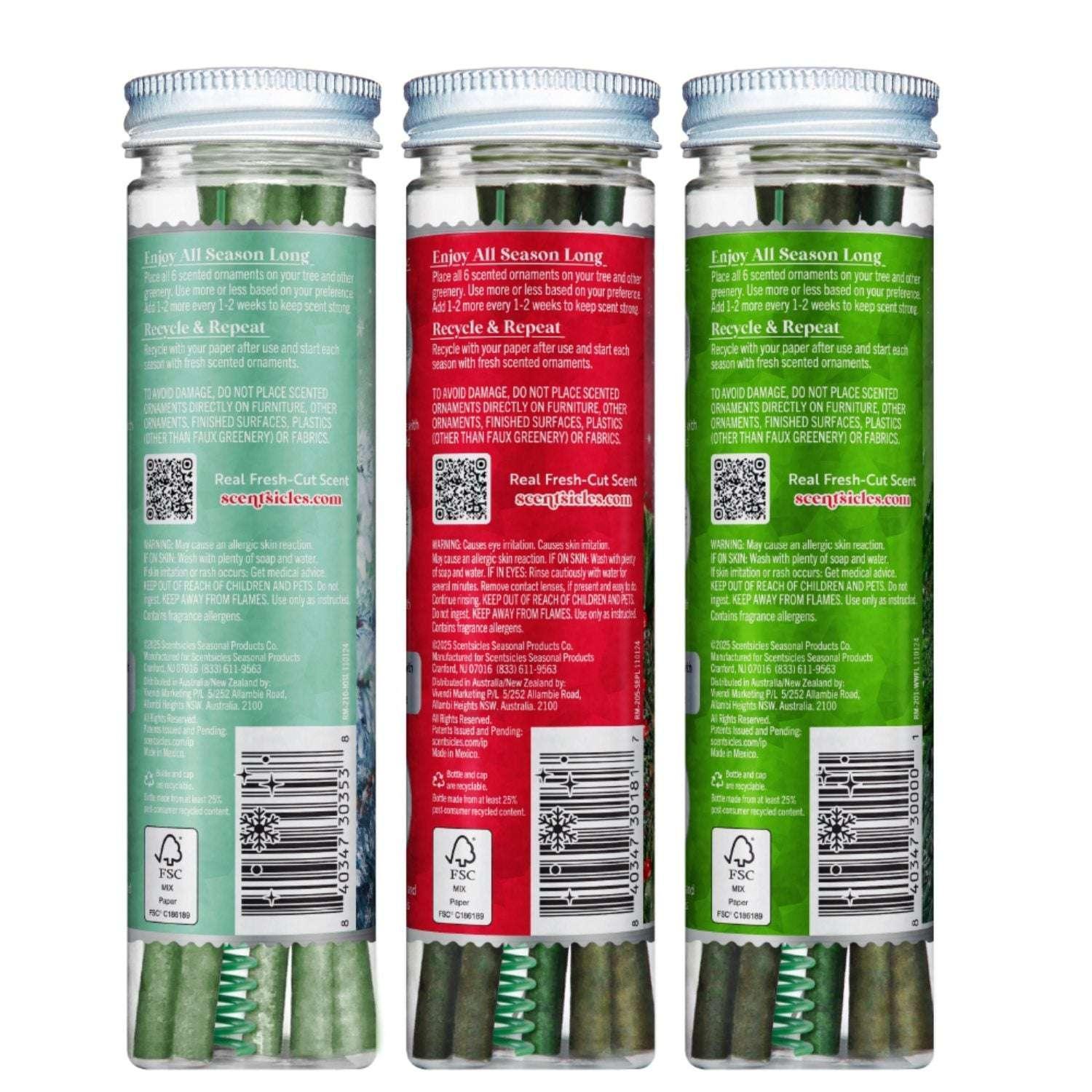 Scentsicles 3-Pack Scented Stick Ornaments - White Winter Fir, Snowberry Pine, and Icicles on Spruce - Image 2