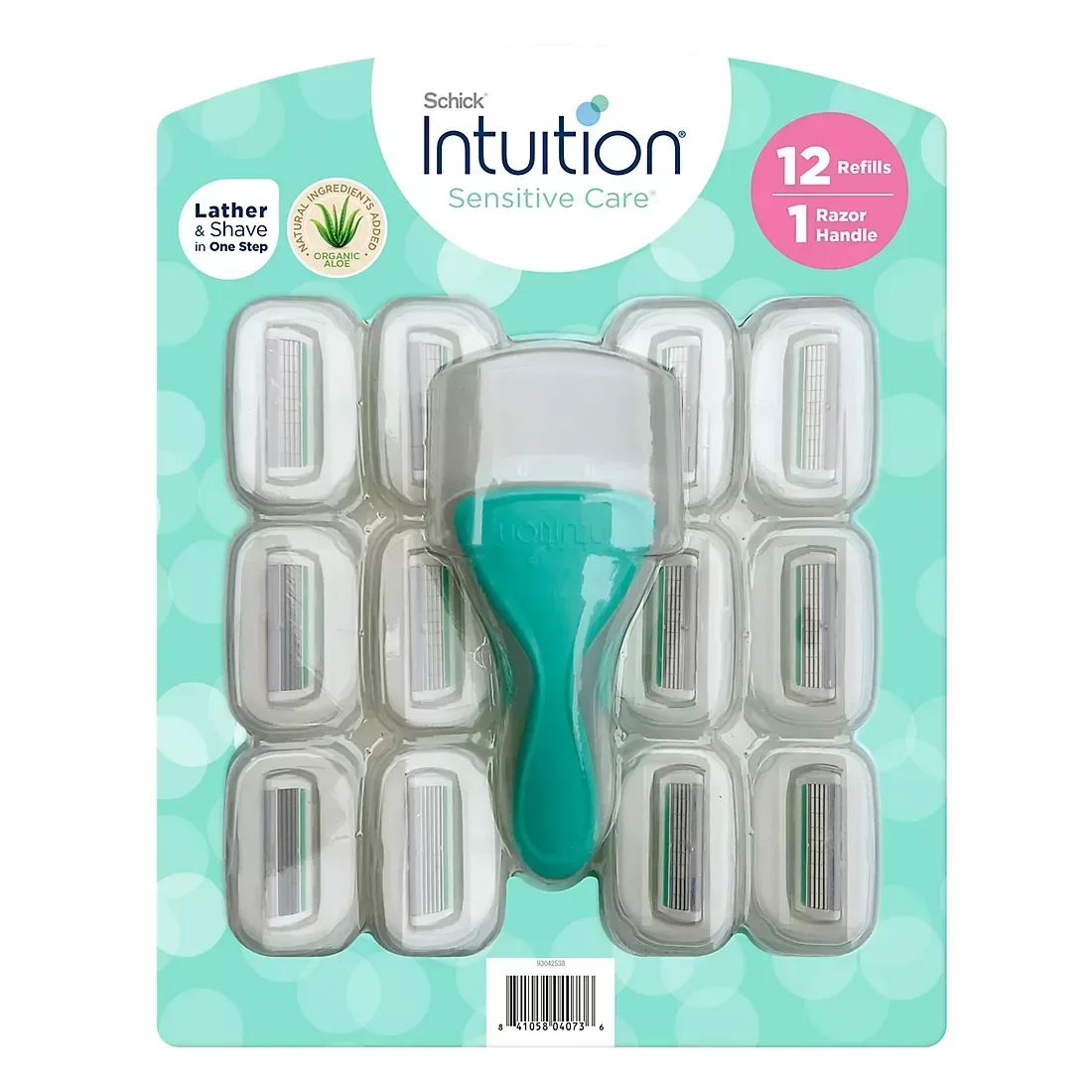 Schick Intuition Sensitive Care Women's Razor With Natural Aloe, 1 Razor Handle & 12 Refill Blades