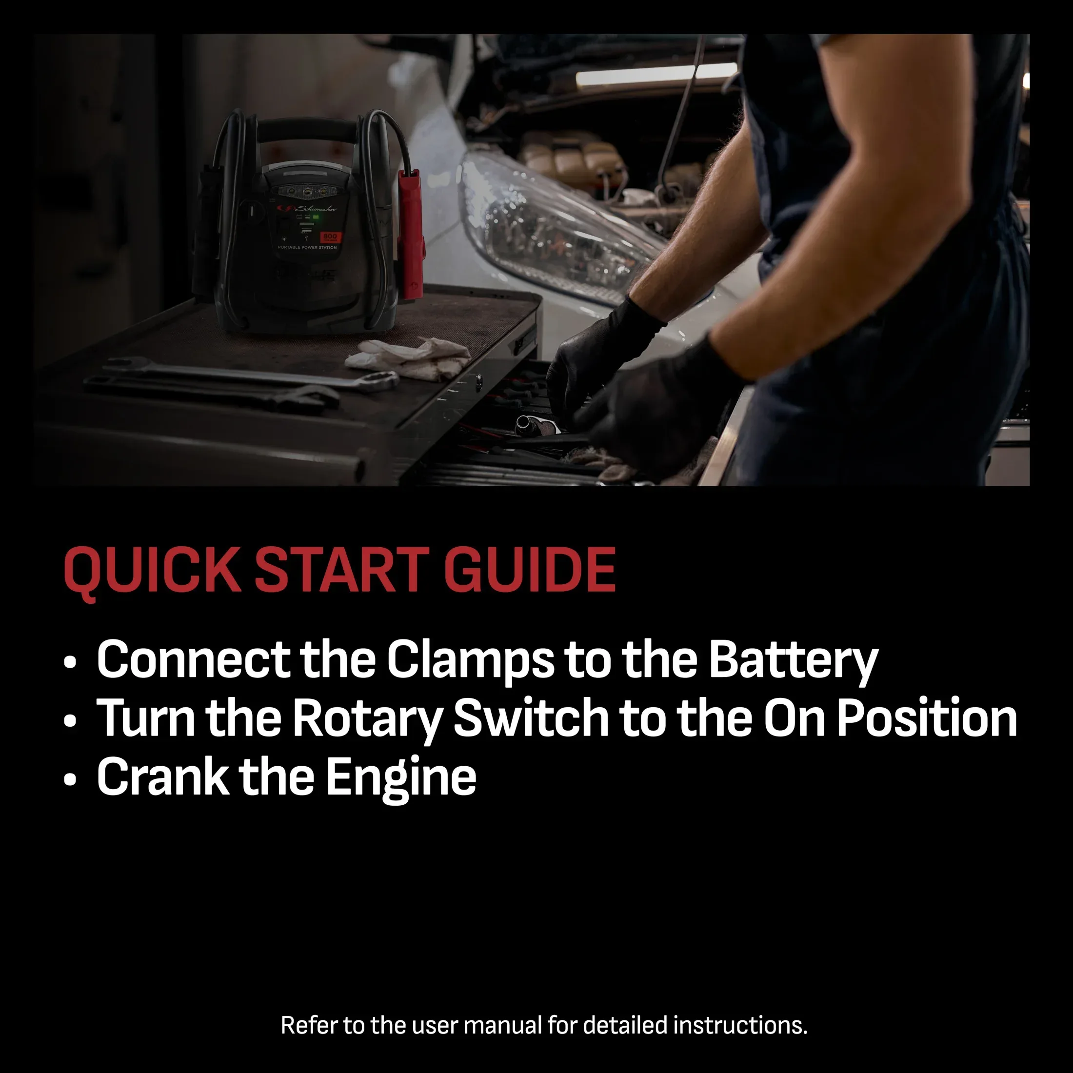 Schumacher Electric 800A Car Battery Jump Starter and Portable Power Station, 150-PSI Air Compressor, 12V Sport, Auto, and Marine Batteries, SJ1583 - Image 3