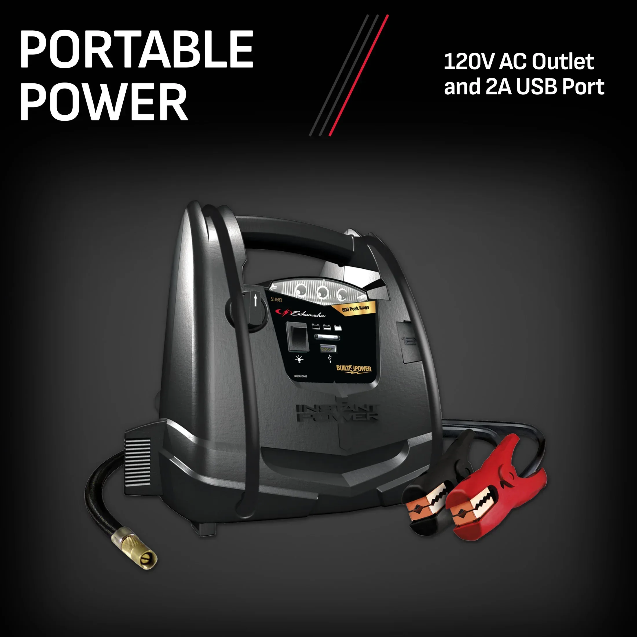 Schumacher Electric 800A Car Battery Jump Starter and Portable Power Station, 150-PSI Air Compressor, 12V Sport, Auto, and Marine Batteries, SJ1583 - Image 5