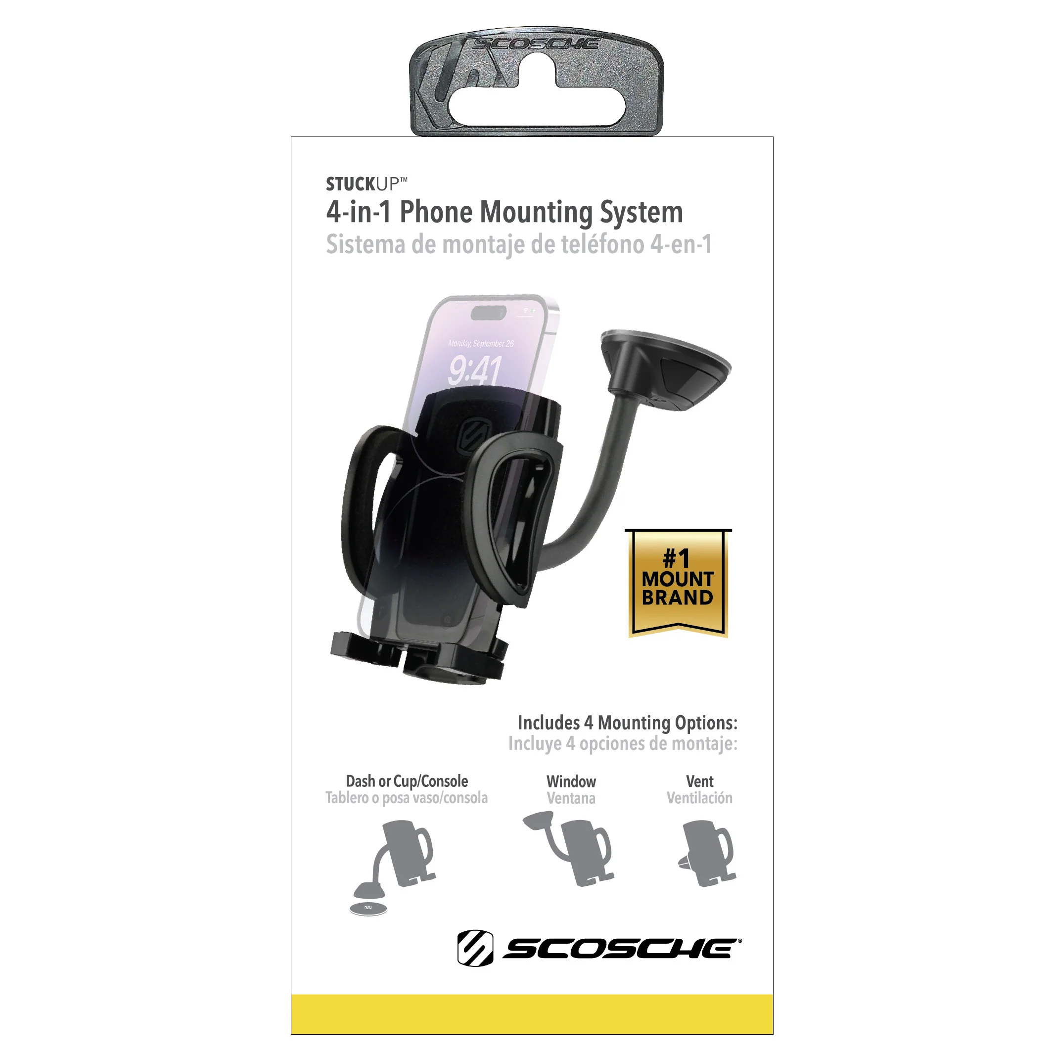 Scosche IHW10-SP1 4-in-1 Stick Grip Suction Cup Vent/Dash/Windshield Mount Kit Black - Image 8