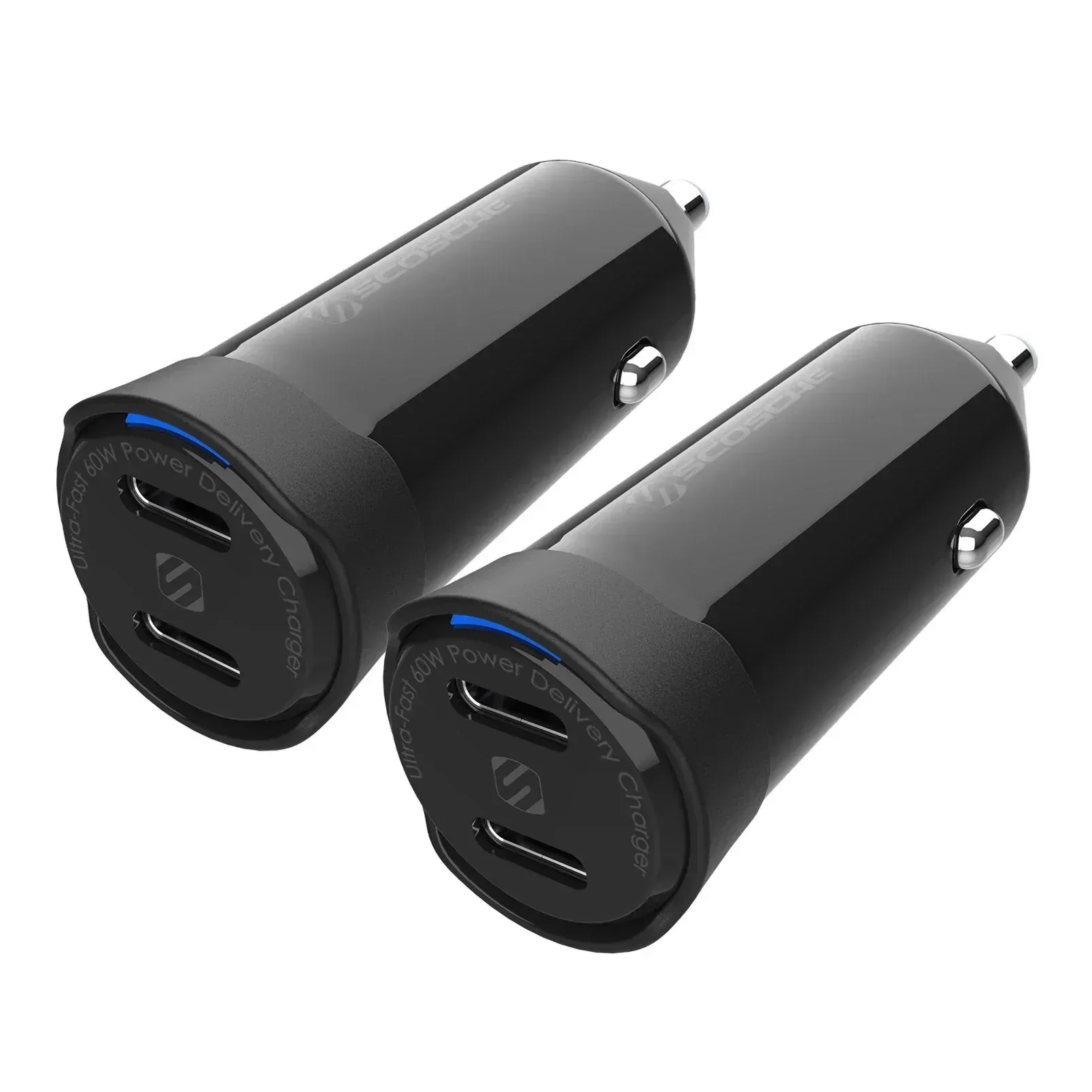 Scosche PowerVolt PD60 Dual Port USB-C Car Charger, 2-pack - Image 2
