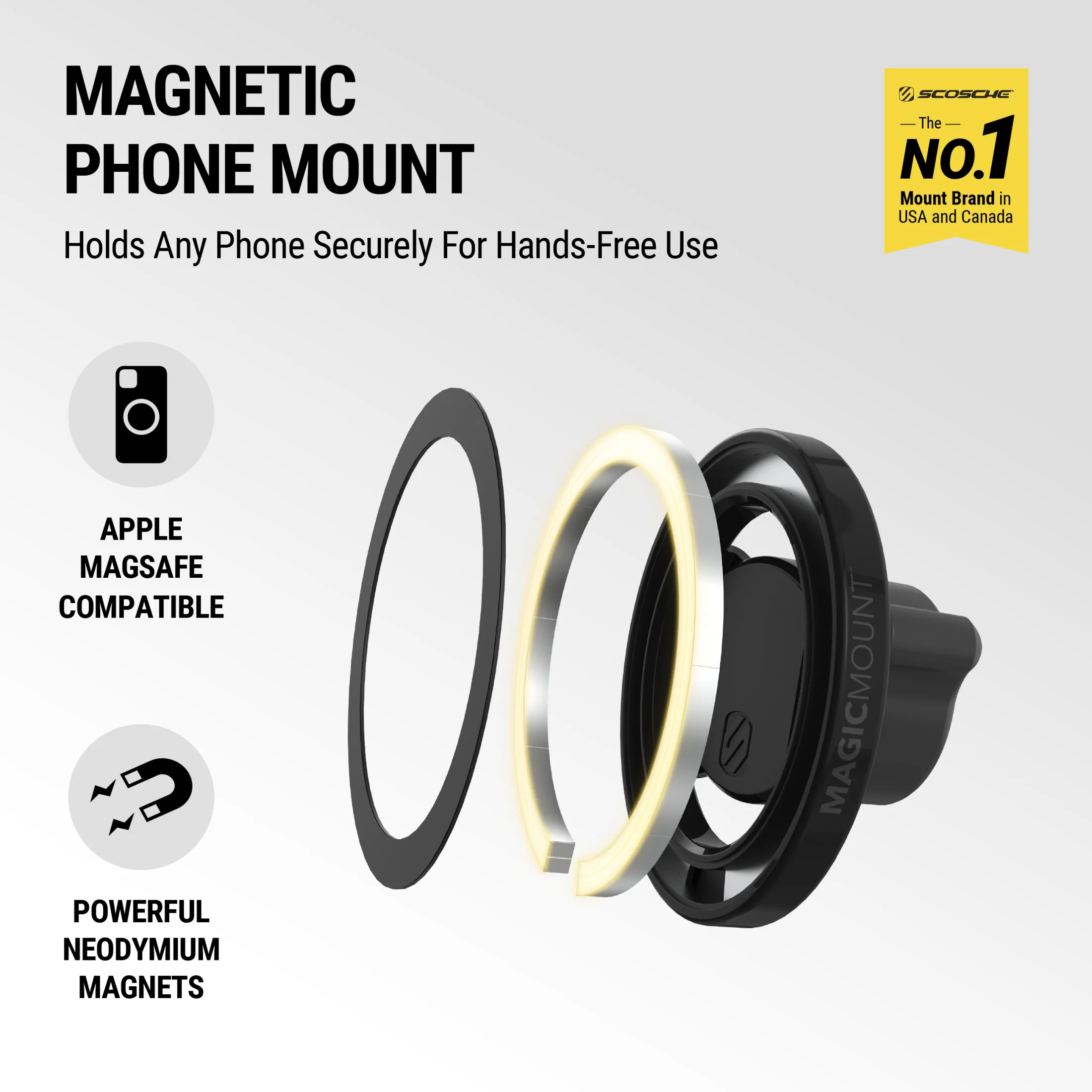 Scosche SMS1CD MagicMount MagSafe CD Slot Phone Mount, Adjustable Magnetic Holder for Car CD Player Black - Image 2