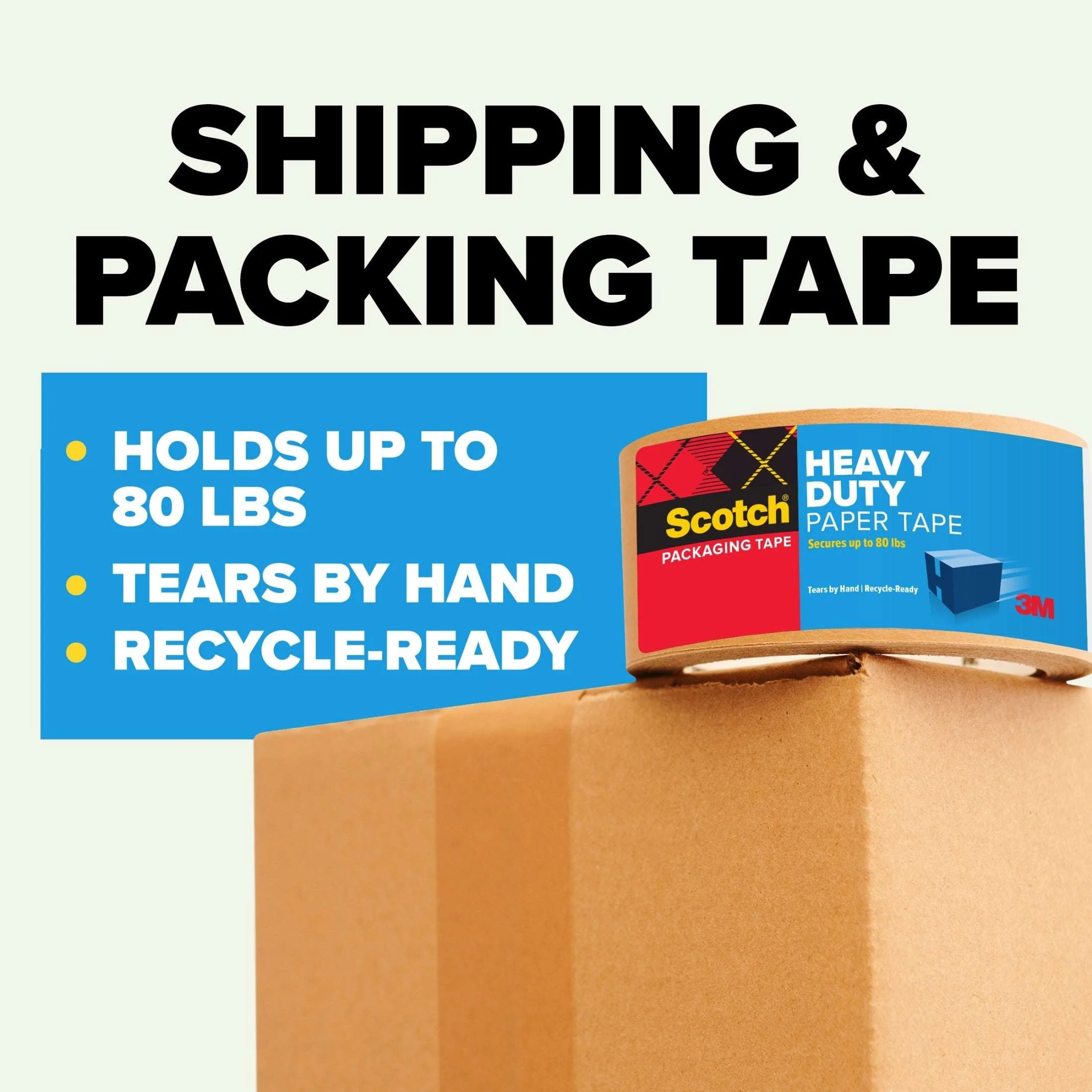 Scotch Heavy Duty Paper Packaging Tape, 1.88 in x 24.9 yd, 1 Roll - Image 2
