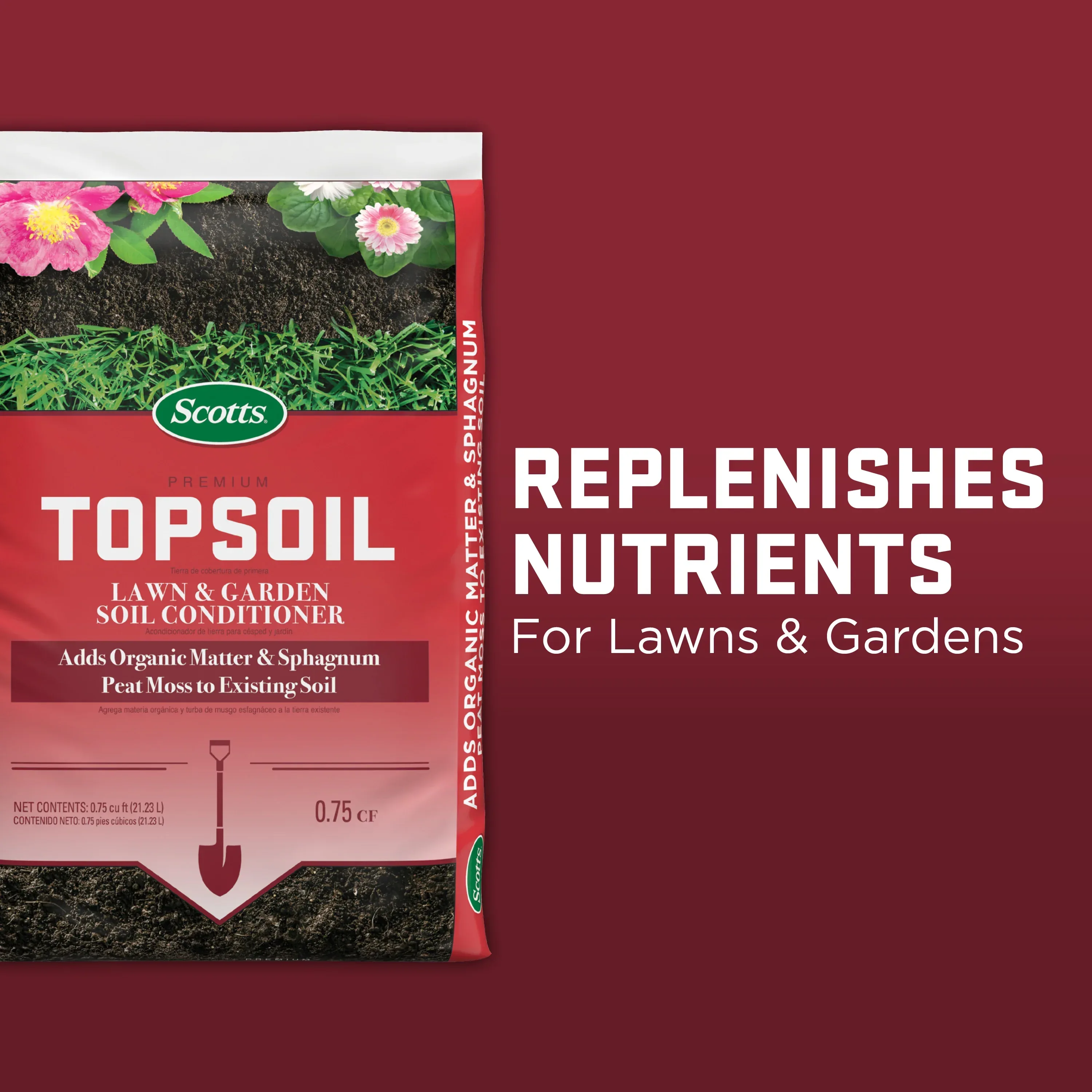 Scotts Premium Topsoil, Lawn and Garden Soil Conditioner, With Peat Moss, 0.75 cu. ft. - Image 2