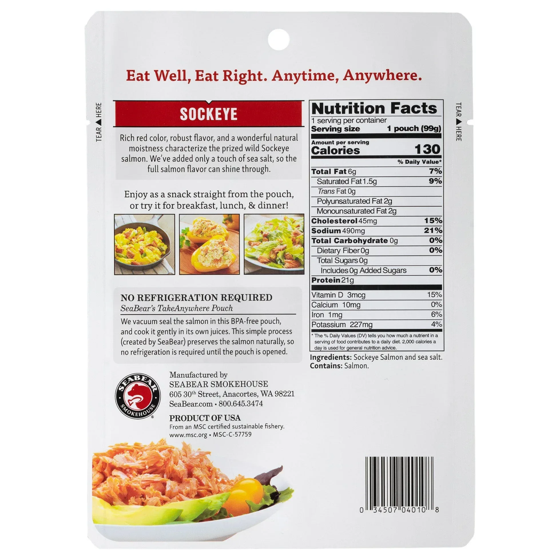 SeaBear Ready to Eat Wild Salmon Variety Pack, 9 Pouches (3.5 oz. each) - Image 5