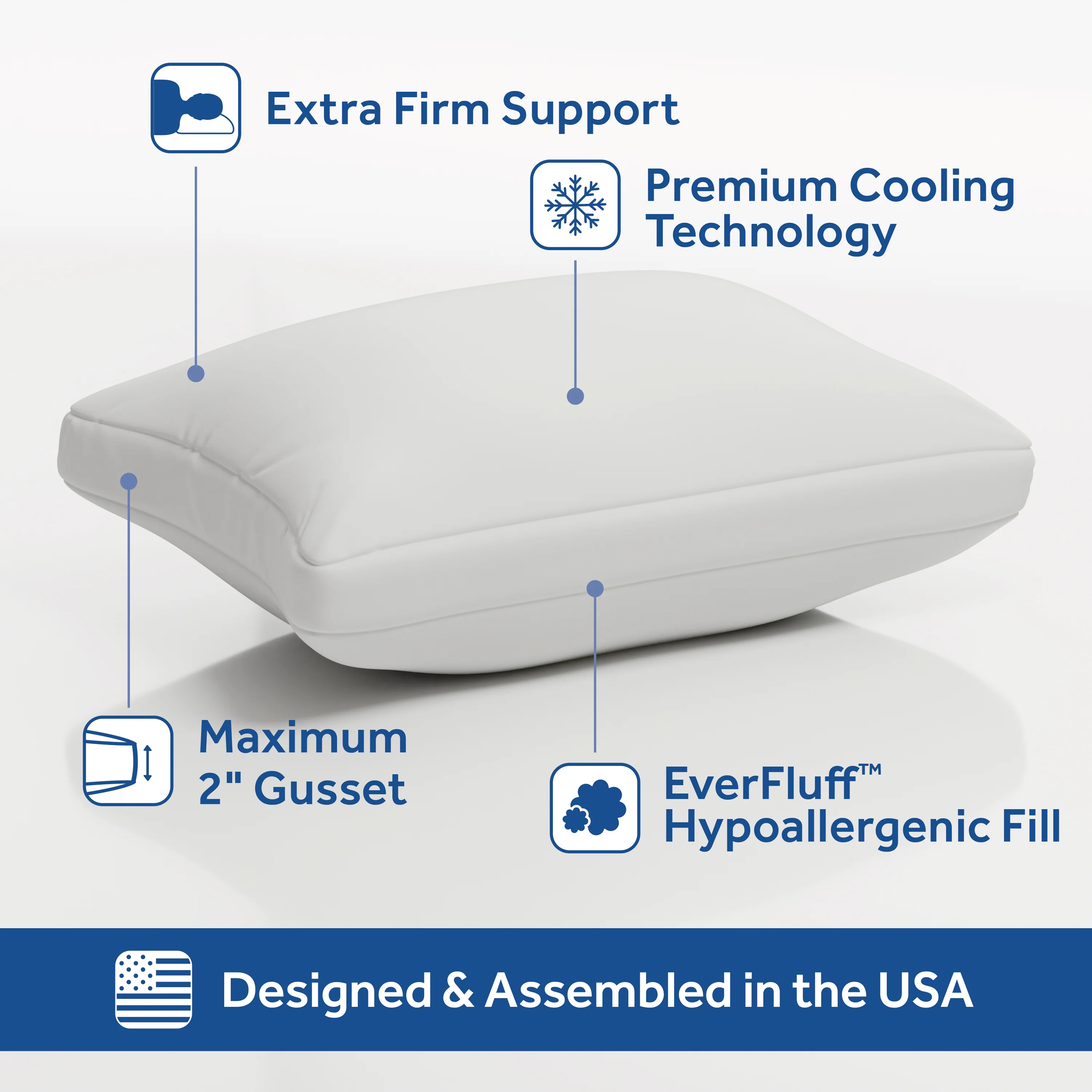 Sealy Performance Cooling Bed Pillow, King, White- Extra Firm Support, 2 Count - Image 2