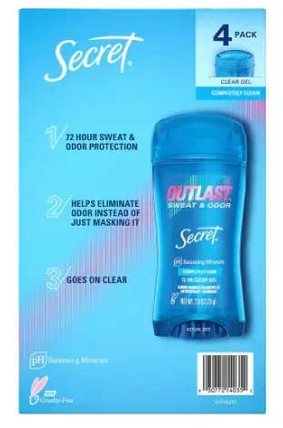 Secret Antiperspirant Deodorant for Women Outlast Clear Gel - Shower Fresh Scent, 4 pk./2.6 oz - Image 3