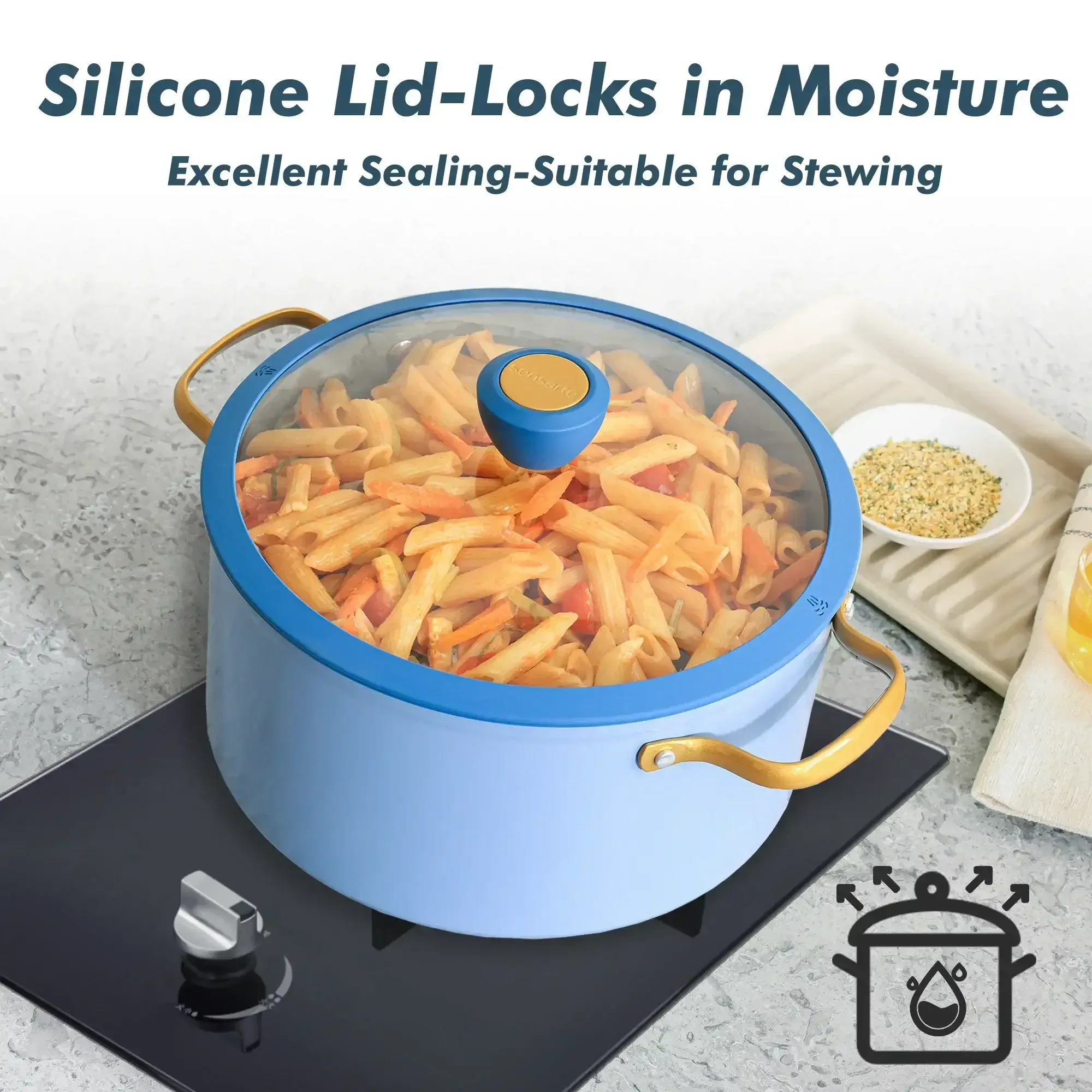 SENSARTE Nonstick Pots and Pans Set, 18Pcs Non Stick Cookware Sets, Induction Kitchen Cookware Sets - Image 14