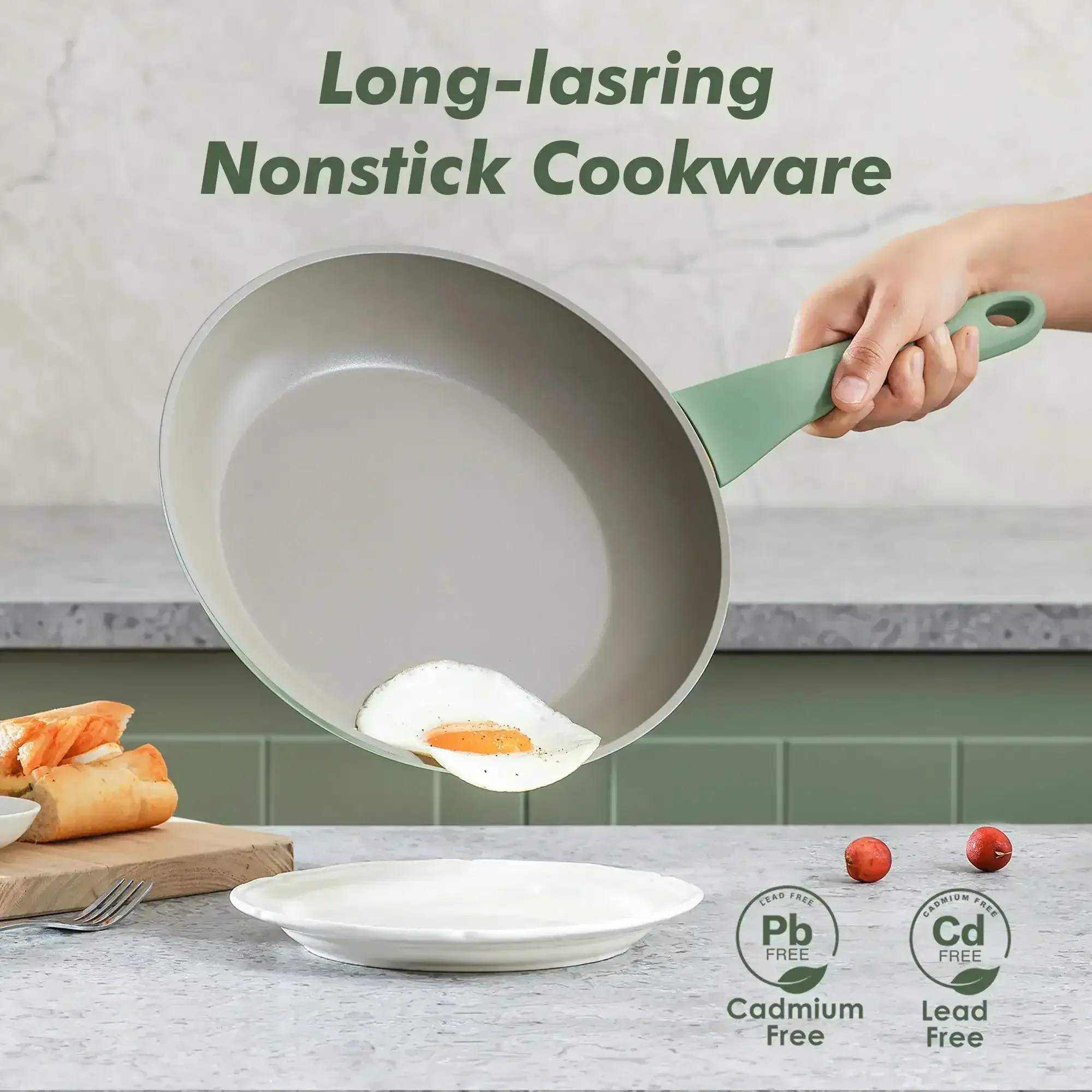 SENSARTE Nonstick Pots and Pans Set, 18Pcs Non Stick Cookware Sets, Induction Kitchen Cookware Sets - Image 6