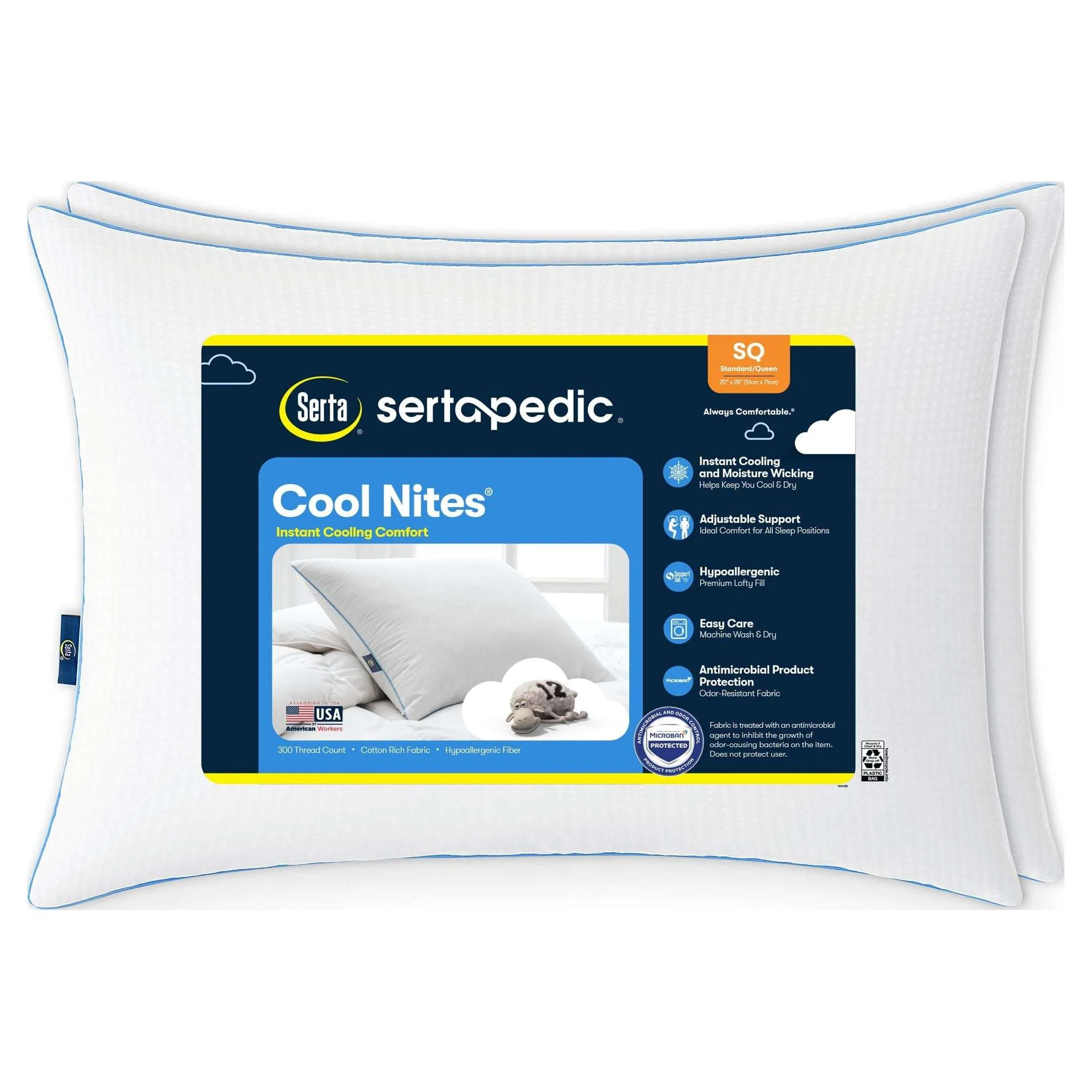 Sertapedic Cool Nites Bed Pillow, King, 2 Pack - Image 7