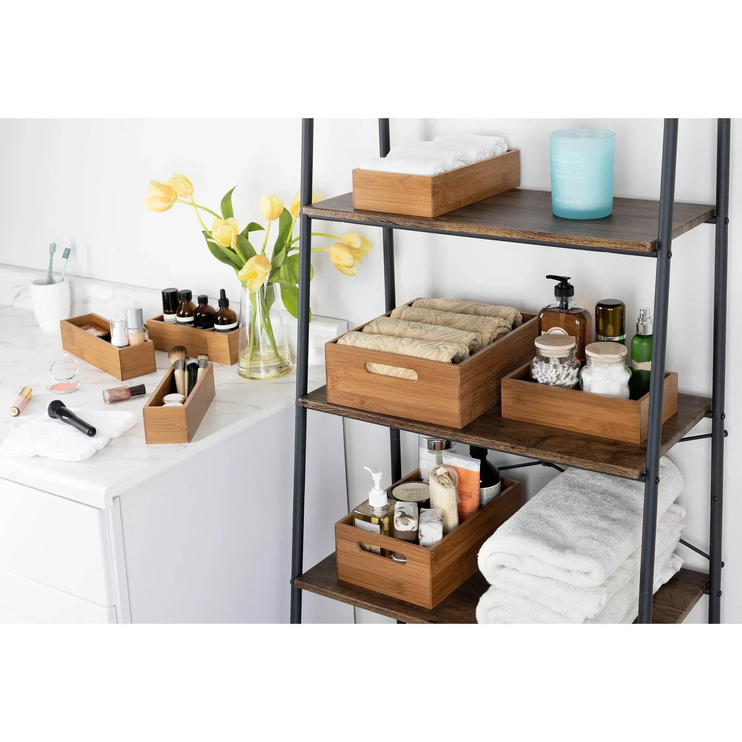 Seville Classics 9-piece Bamboo Organizer Starter Set - Image 3