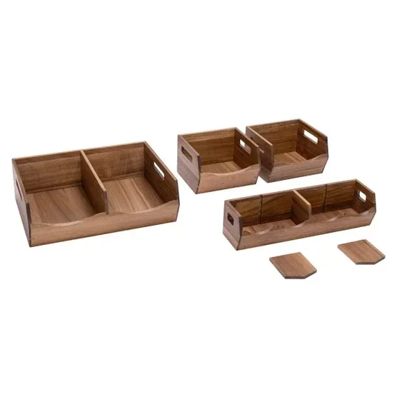 Seville Classics Acacia Stacking Bins, 4 piece - Image 5