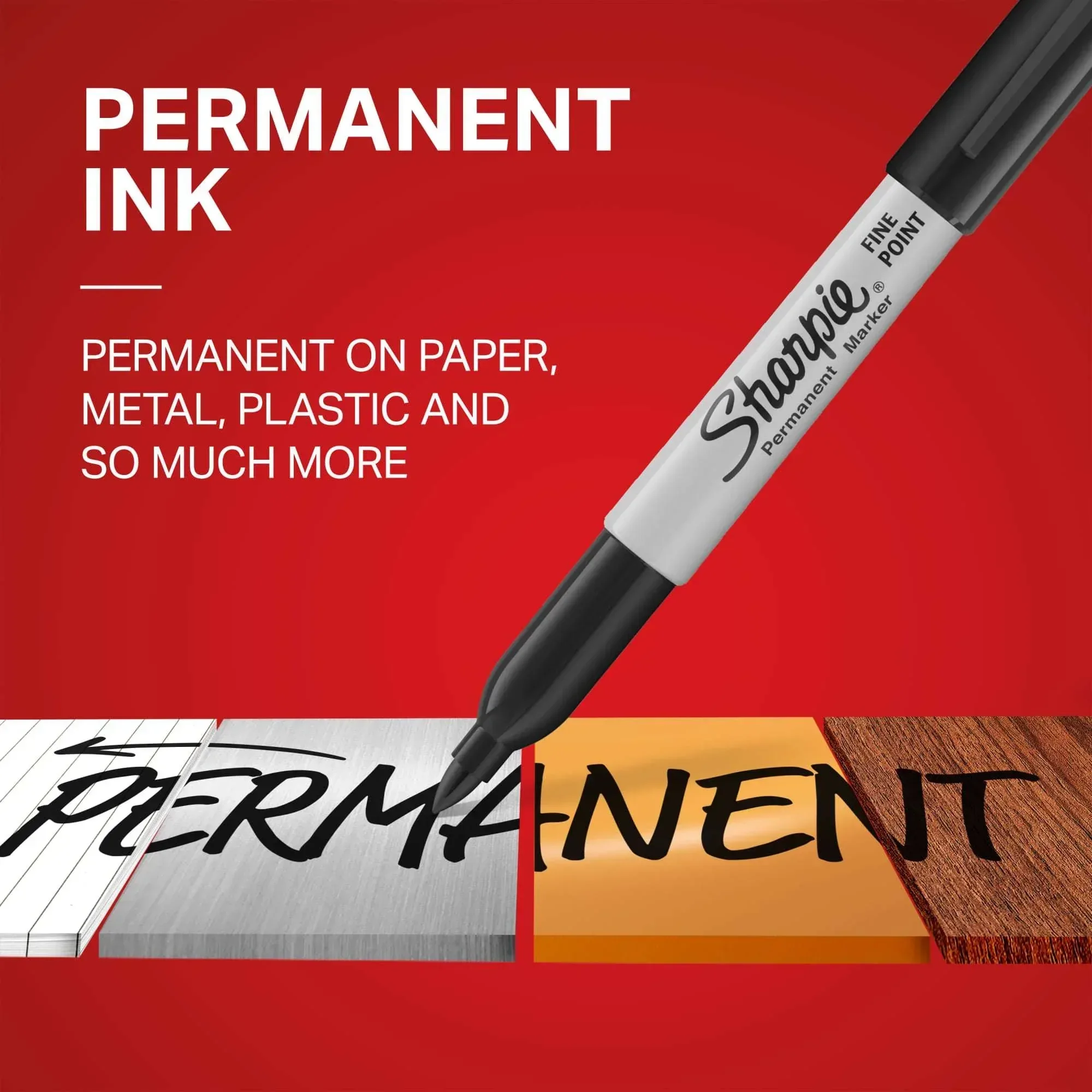 Sharpie Permanent Markers, Multi-Tip Pack, Fine/Ultra Fine/Chisel Tip, Black, 6 Count - Image 2