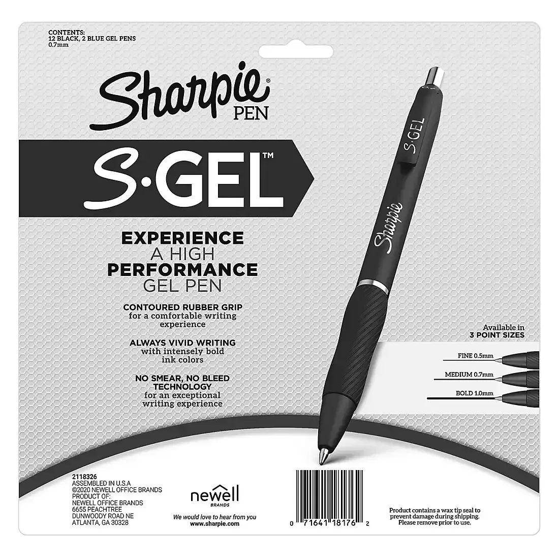 Sharpie S Gel Pens, 14 ct. - 12 Black and 2 Blue - Image 2