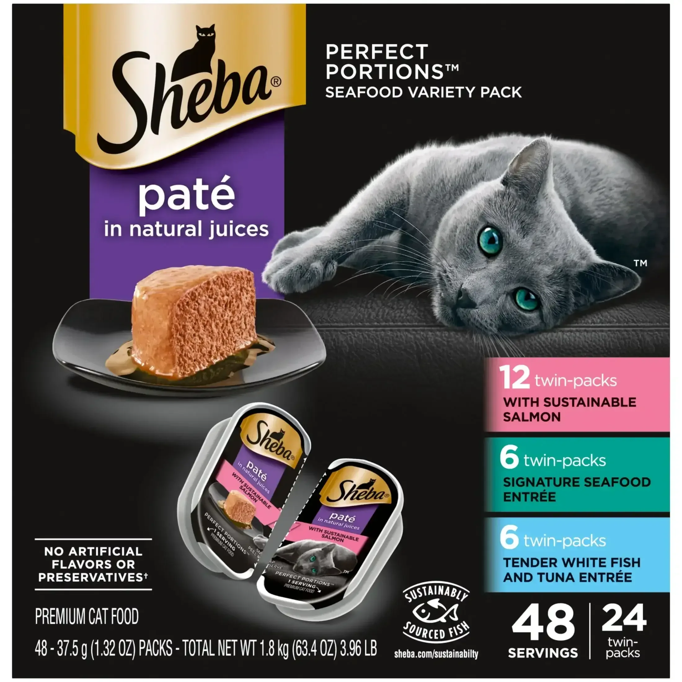Sheba Perfect Portions Variety Pack Wet Cat Food Pate, 2.6 oz Twin-Pack Trays - Image 3