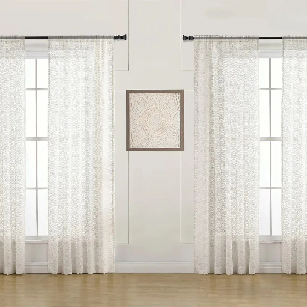 Sheer Linen Blend Curtains, Set of 4 Panels - Image 6