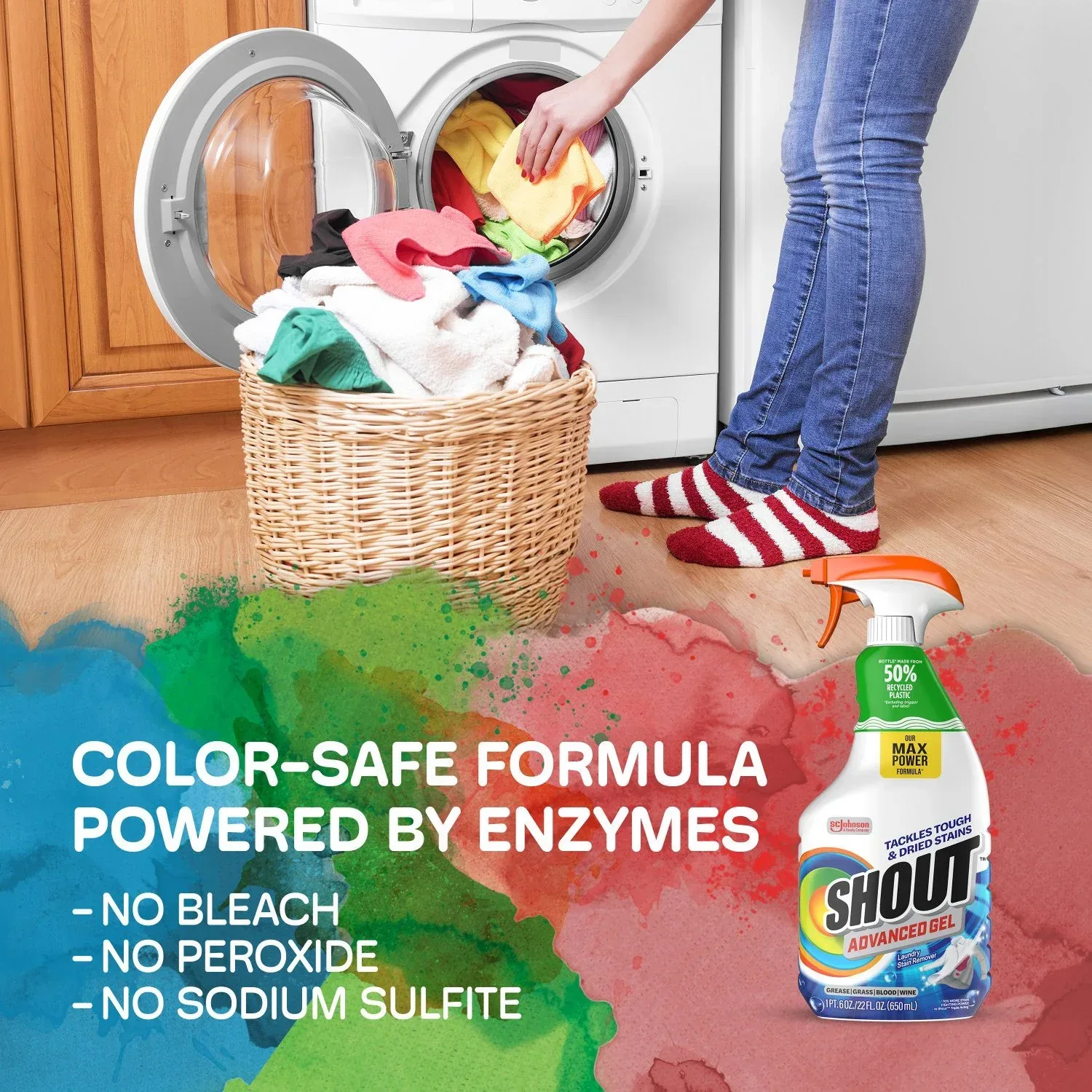 Shout Advanced Action Gel Laundry Stain Remover, 22 oz. Trigger & 60 oz. refill - Image 5
