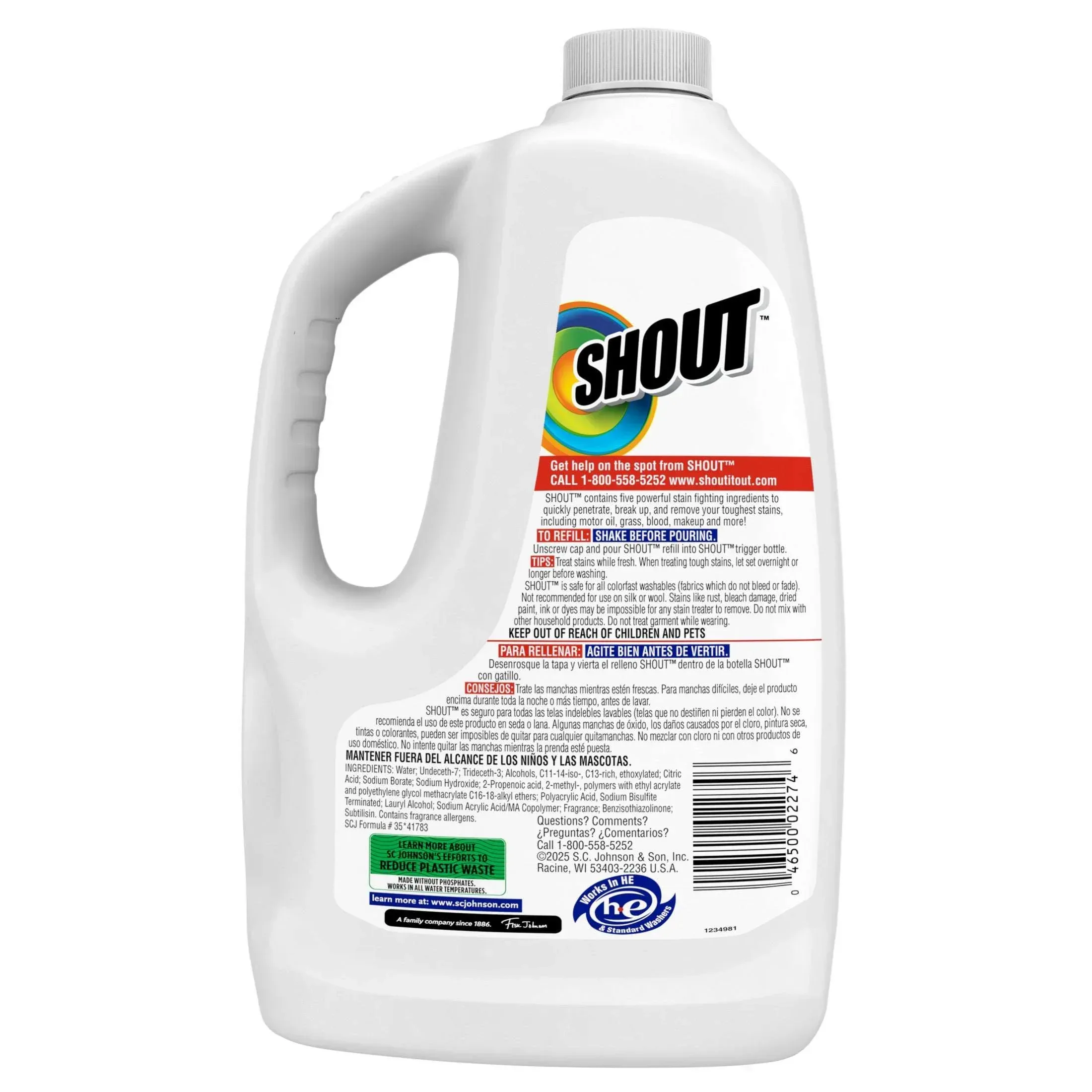 Shout Triple-Acting Refill, Laundry Stain Remover, 60 fl oz - Image 7