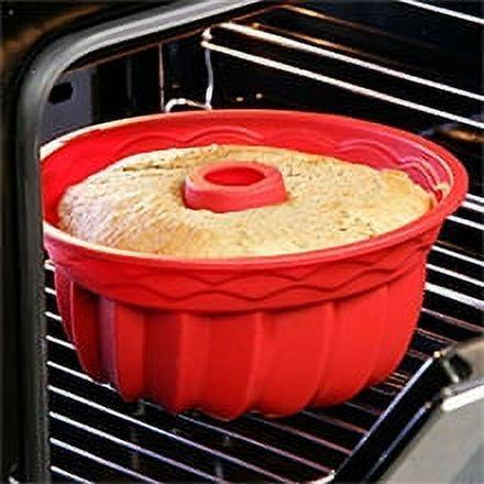 Silicone Baking Molds, European Grade Fluted Round Cake Pan, Non-Stick Cake Pan for Jello,Buntcake,Gelatin,Bread, 9.45 Inches Tube Bakeware Red - Image 9
