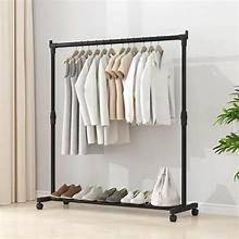 Simple Freestanding Rolling Garment Rack with Wheels, Black, for Bedroom, Laundry, Living Room - Image 3