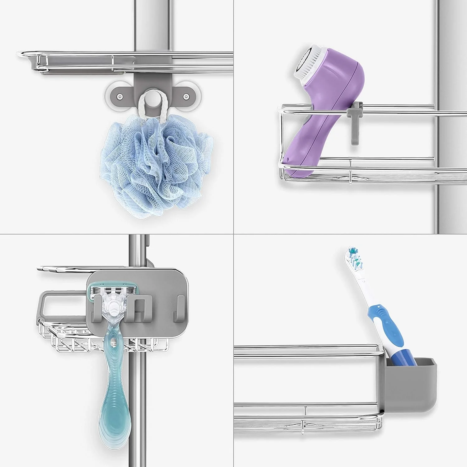 simplehuman Adjustable and Extendable Shower Caddy , Stainless Steel and Anodized Aluminum - Image 2