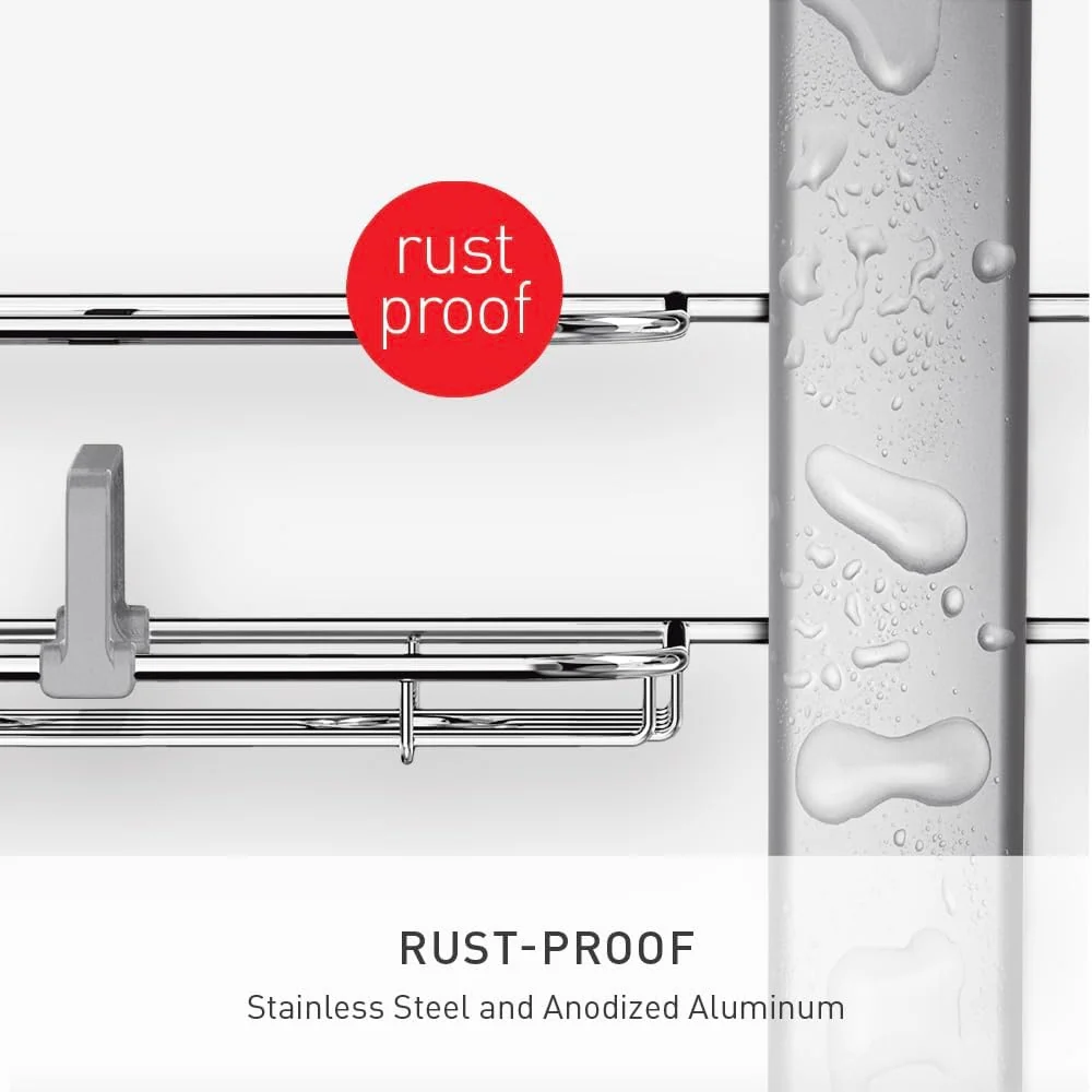 simplehuman Adjustable and Extendable Shower Caddy , Stainless Steel and Anodized Aluminum - Image 4