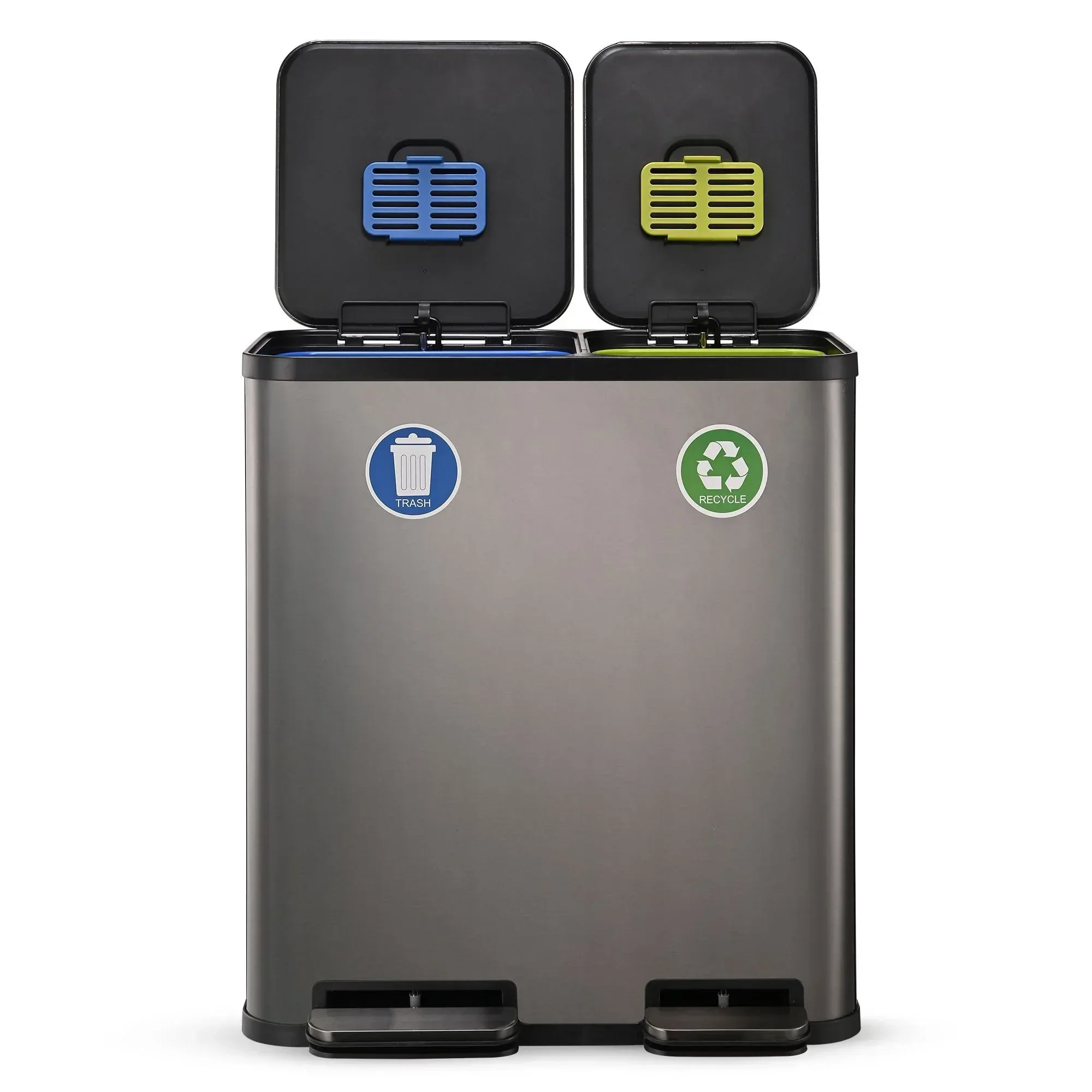Simpli-Magic 18.5 Gallon (40L x 30L) Dual Compartment Step Trash Can – Kitchen Garbage Can with Waste & Recycling Bins – Slow-Close Lid, Odor Control, Hands-Free - Image 10