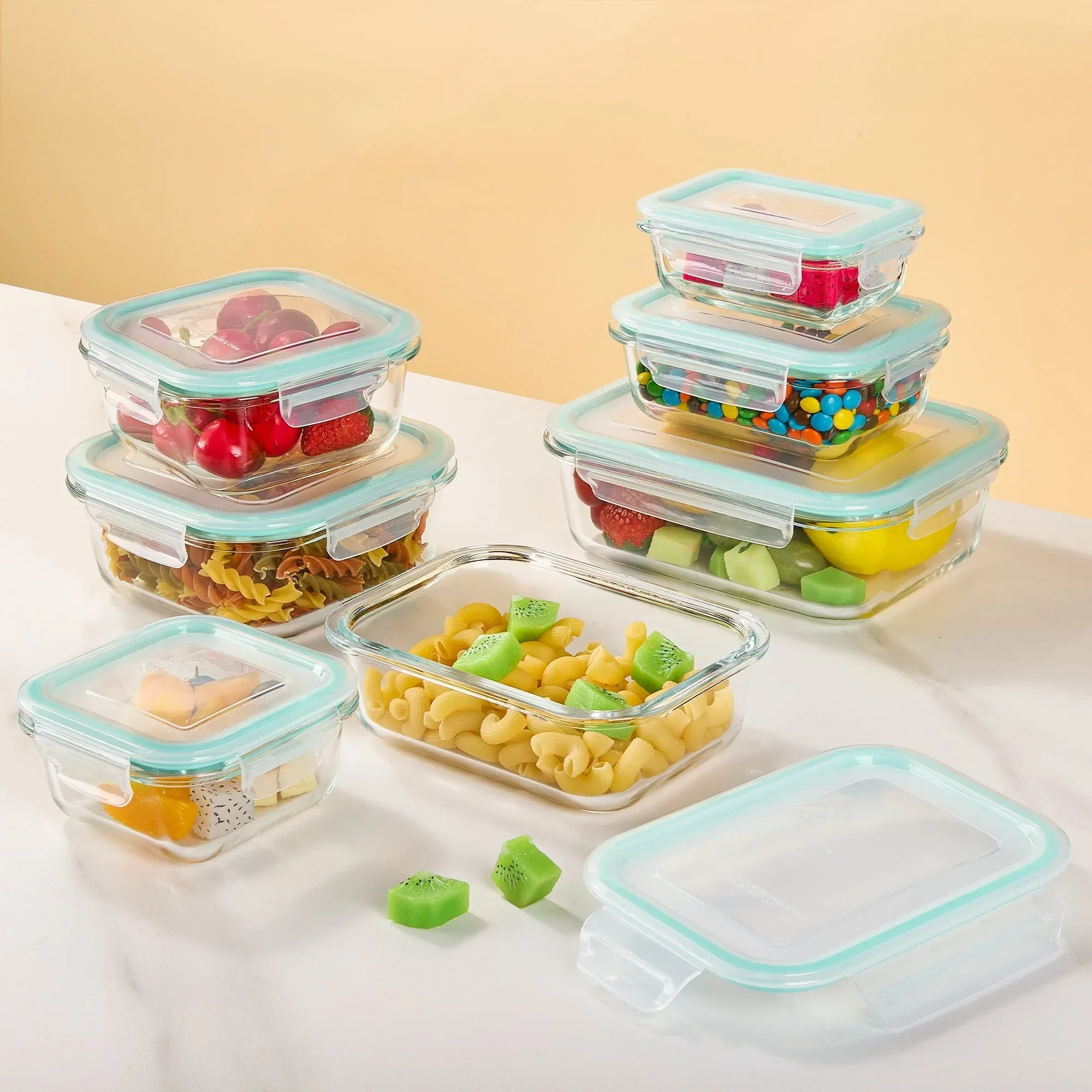 Sindcom 7 Pack Glass Food Storage Containers, Meal Prep, Airtight Bento Boxes with Leak Proof Locking Lids - Image 5