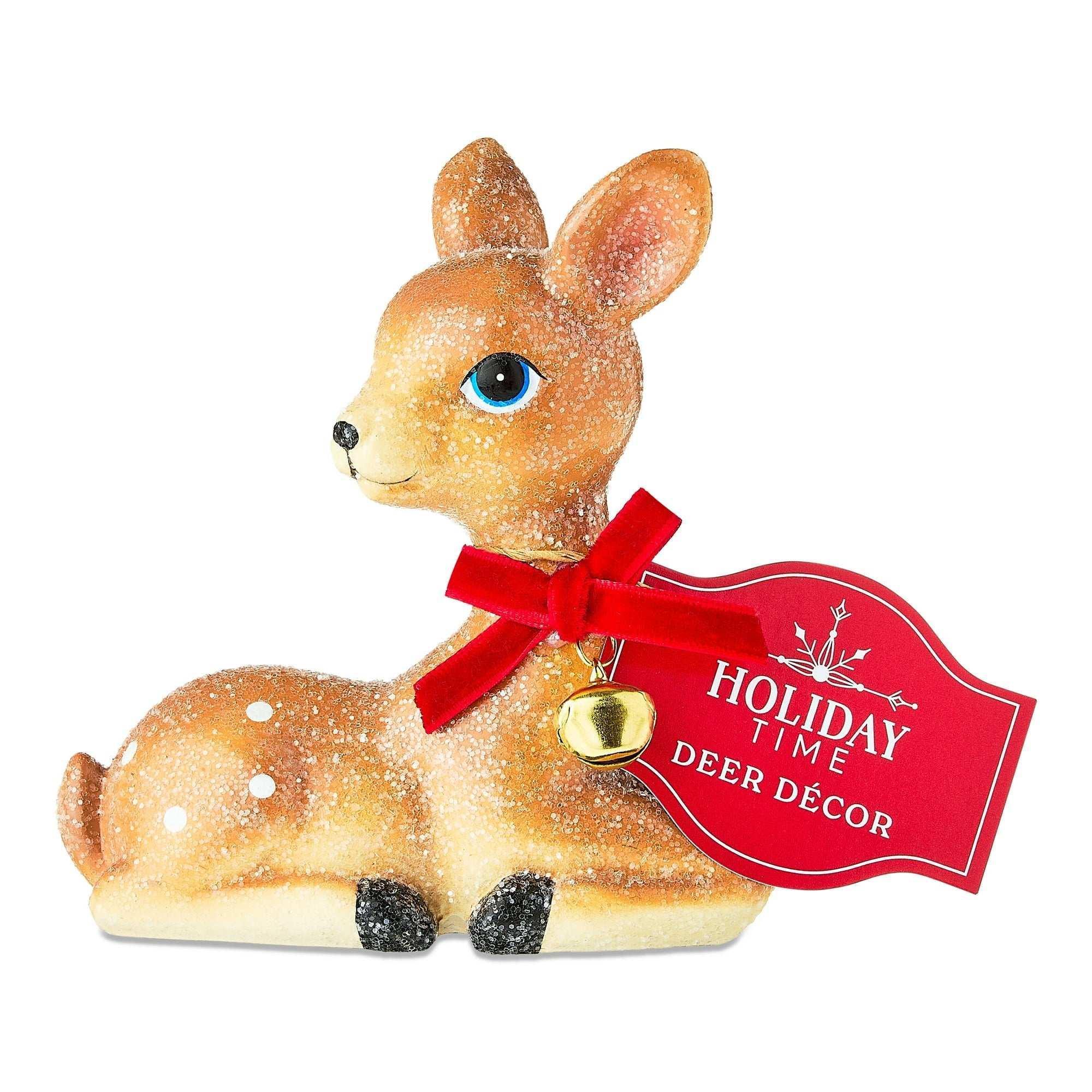 Sitting Deer with Bell Christmas Tabletop Decoration, Brown, 4.33", by Holiday Time - Image 2