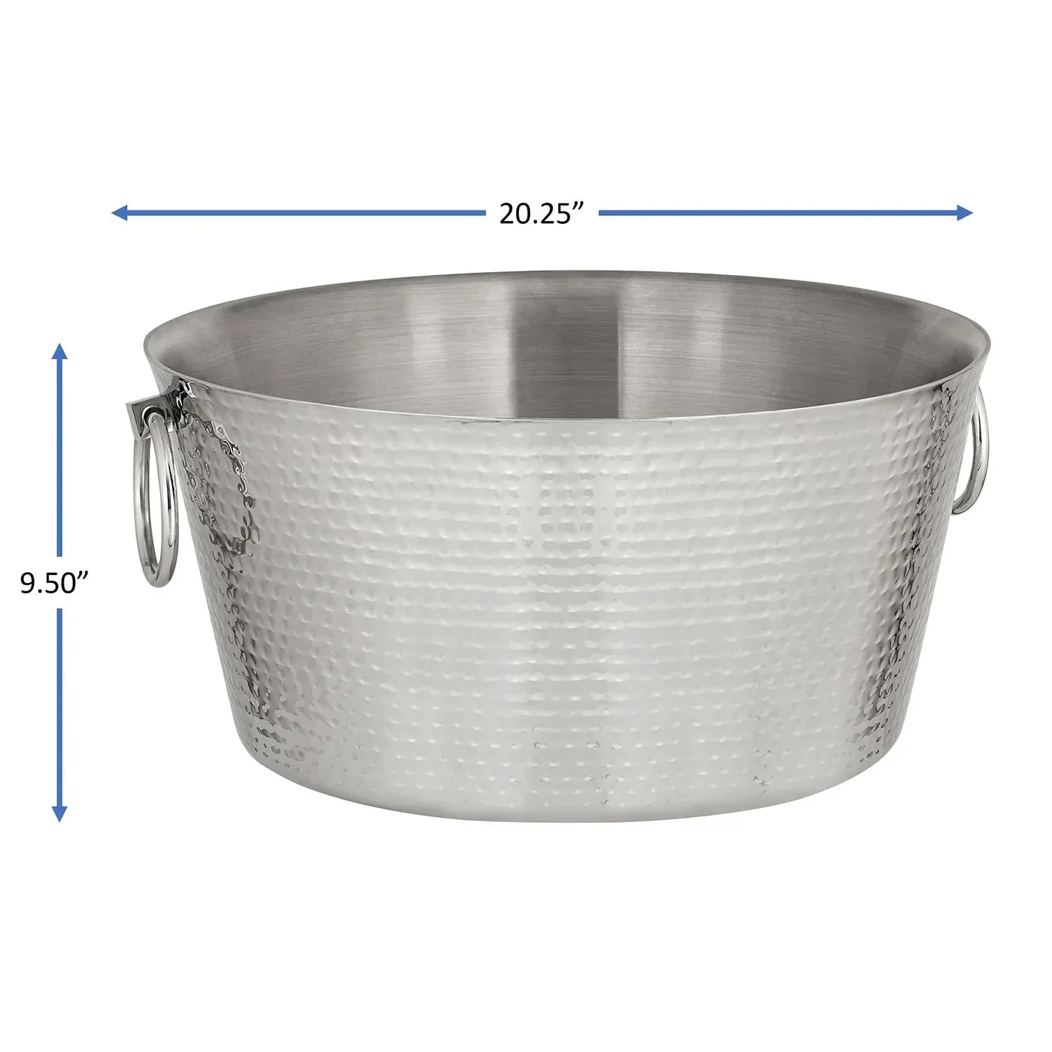 SKI 30 Quart Hammered Double Walled Stainless Steel Beverage Tub - Image 5