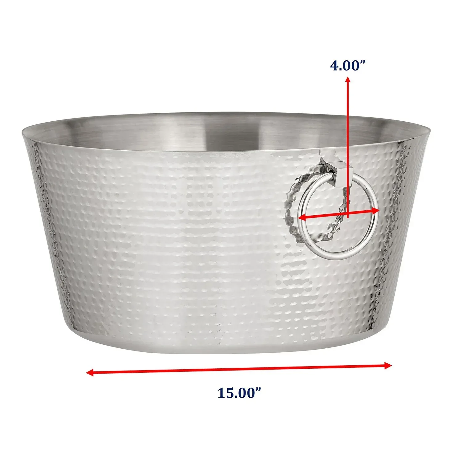 SKI 30 Quart Hammered Double Walled Stainless Steel Beverage Tub - Image 9
