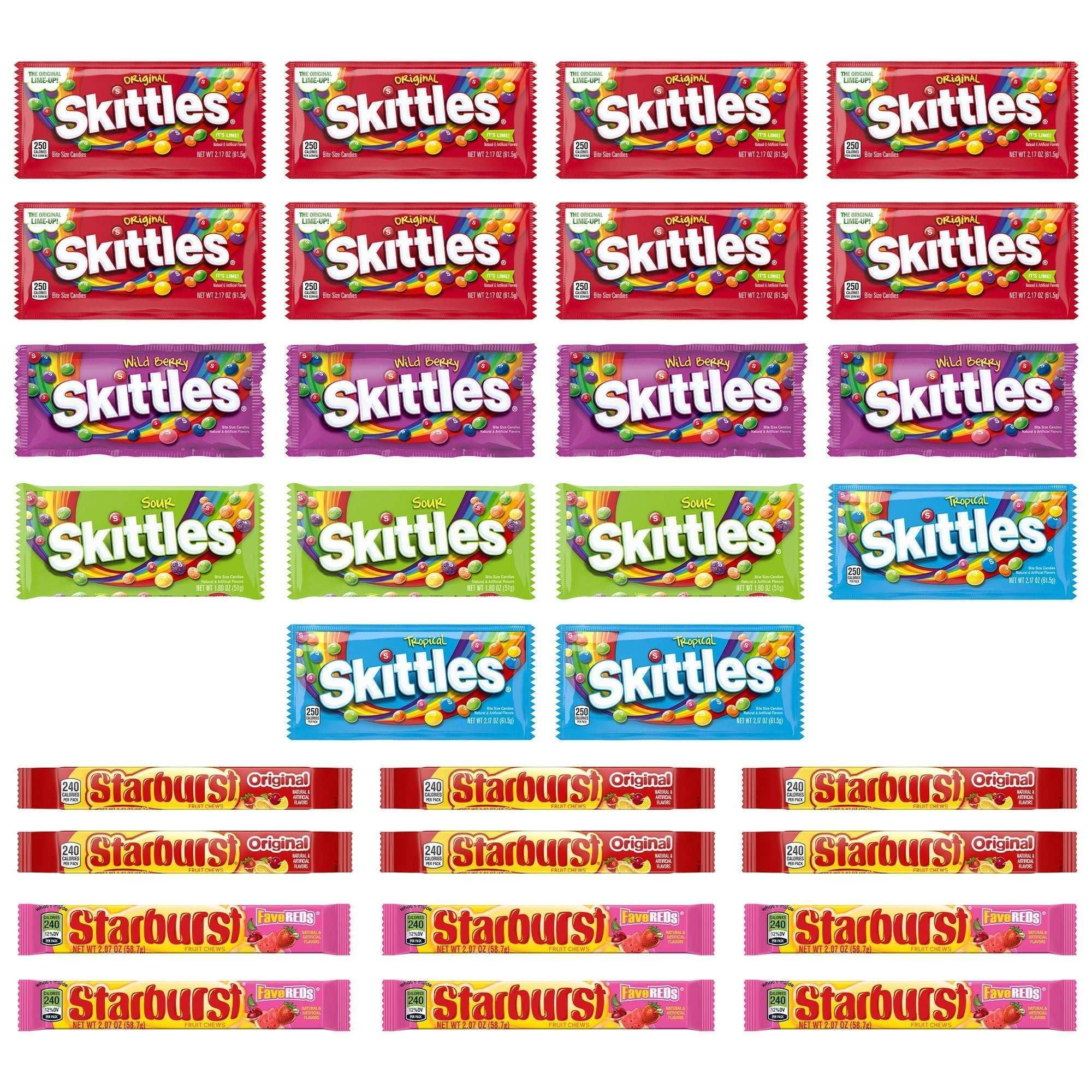 Skittles and Starburst Chewy Candy, Variety Pack, Full Size, 30-count - Image 5