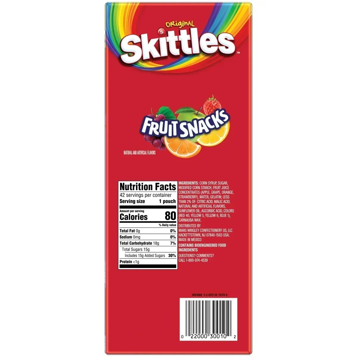 Skittles Fruit Snacks, Original, 0.8 oz, 42-count - Image 2