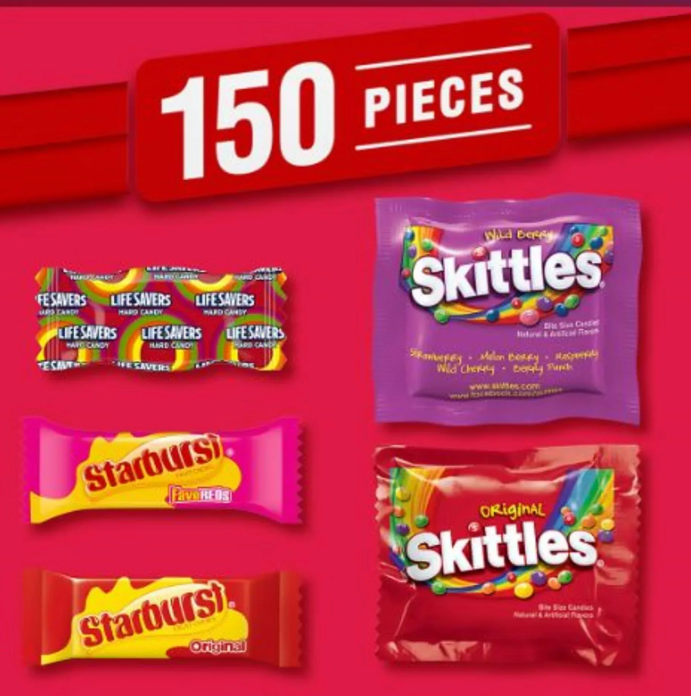 Skittles, Starburst & Life Savers Fruity Candy Variety Bag, Bulk Bag, 150 ct. - Image 4