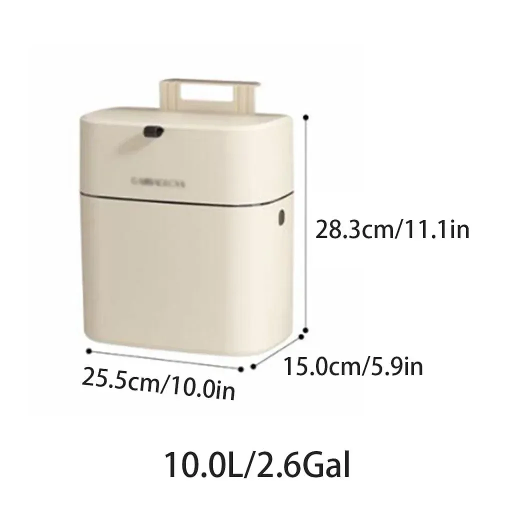 Slim 10L Trash Can with Press-Lid, Wall-Mountable Plastic Garbage Bin for Small Spaces Like Home, Office, Kitchen, Bedroom - Image 6