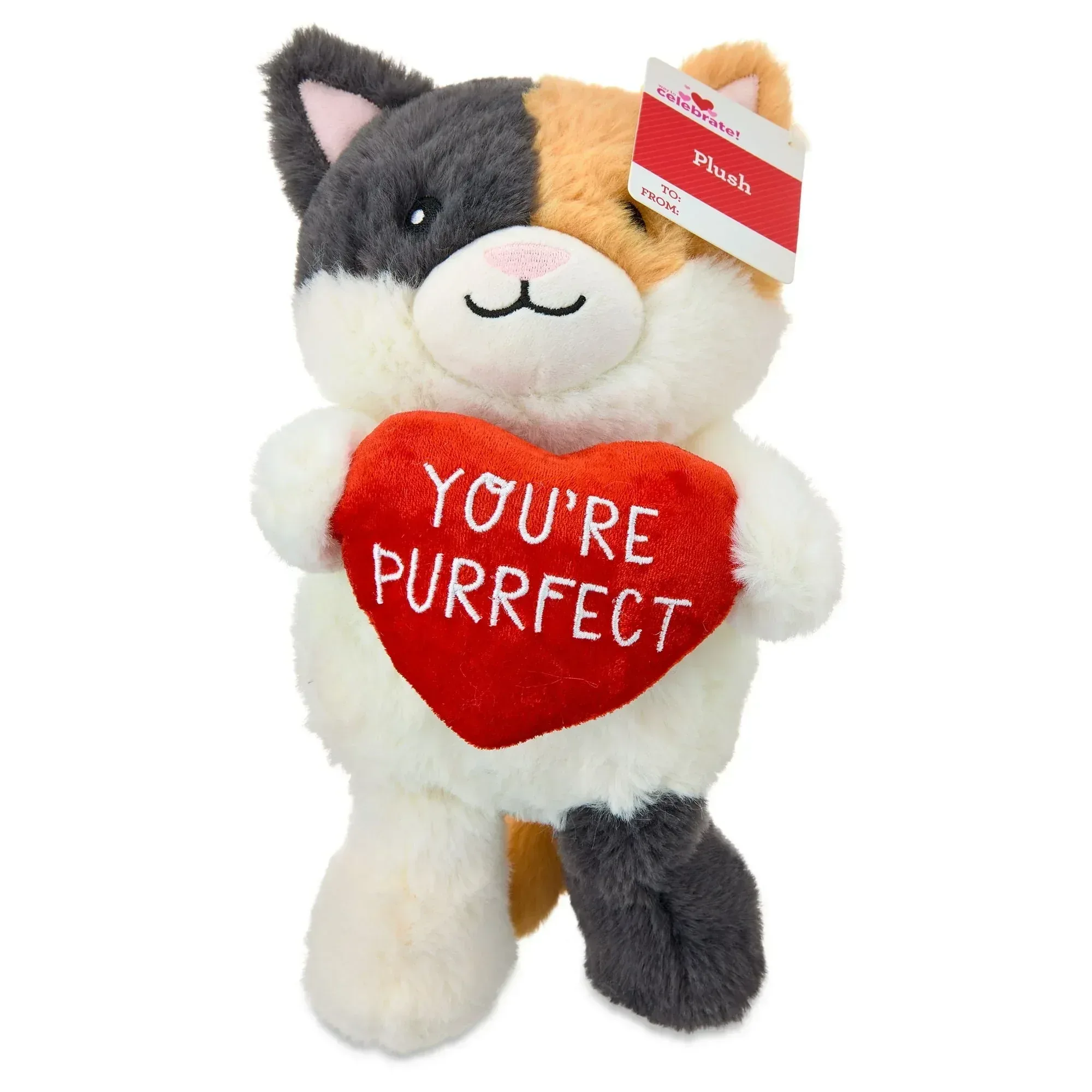 Small Cat Plush, Multicolor, 11.5", Valentine's Day by Way To Celebrate - Image 5