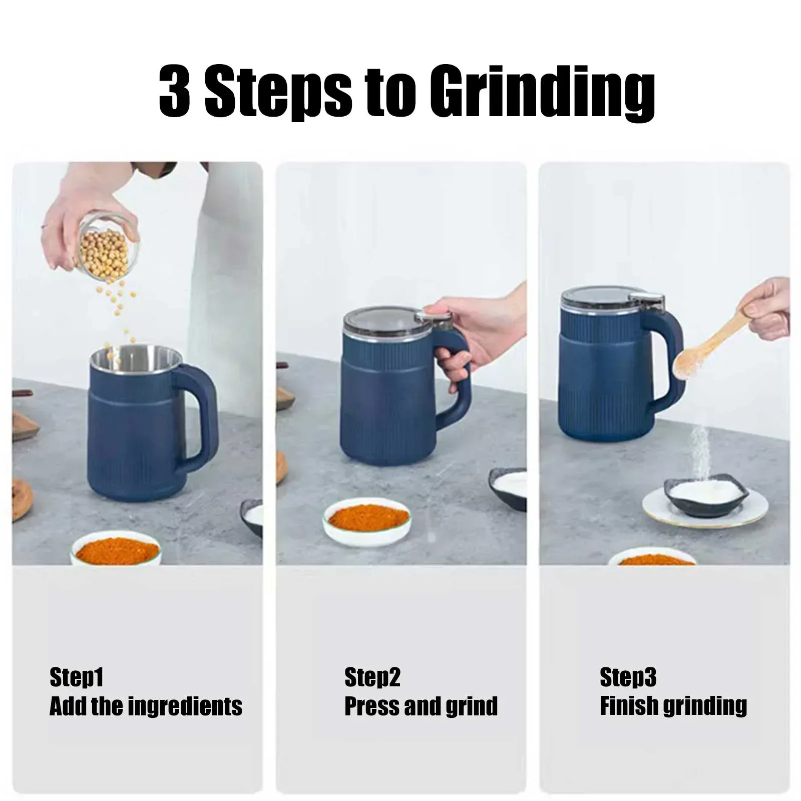 Small Powder Grinding Machine, Grain mills, Herb Grinder, Spice Grinder, Electric Coffee Grinder, Multifunctional Grinding Machine with 304 Stainless Steel Blade,Blue - Image 10