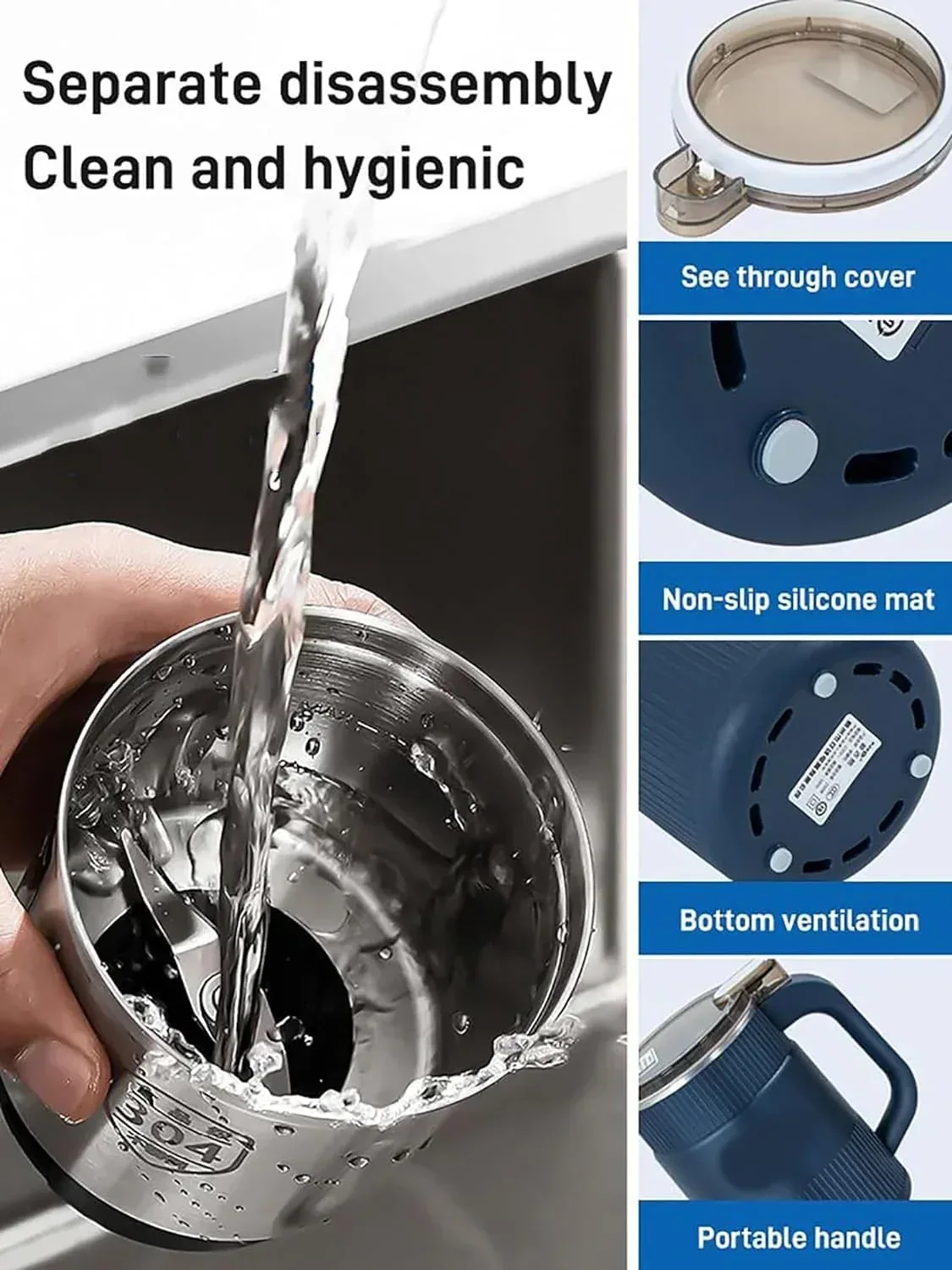 Small Powder Grinding Machine, Grain mills, Herb Grinder, Spice Grinder, Electric Coffee Grinder, Multifunctional Grinding Machine with 304 Stainless Steel Blade,Blue - Image 4