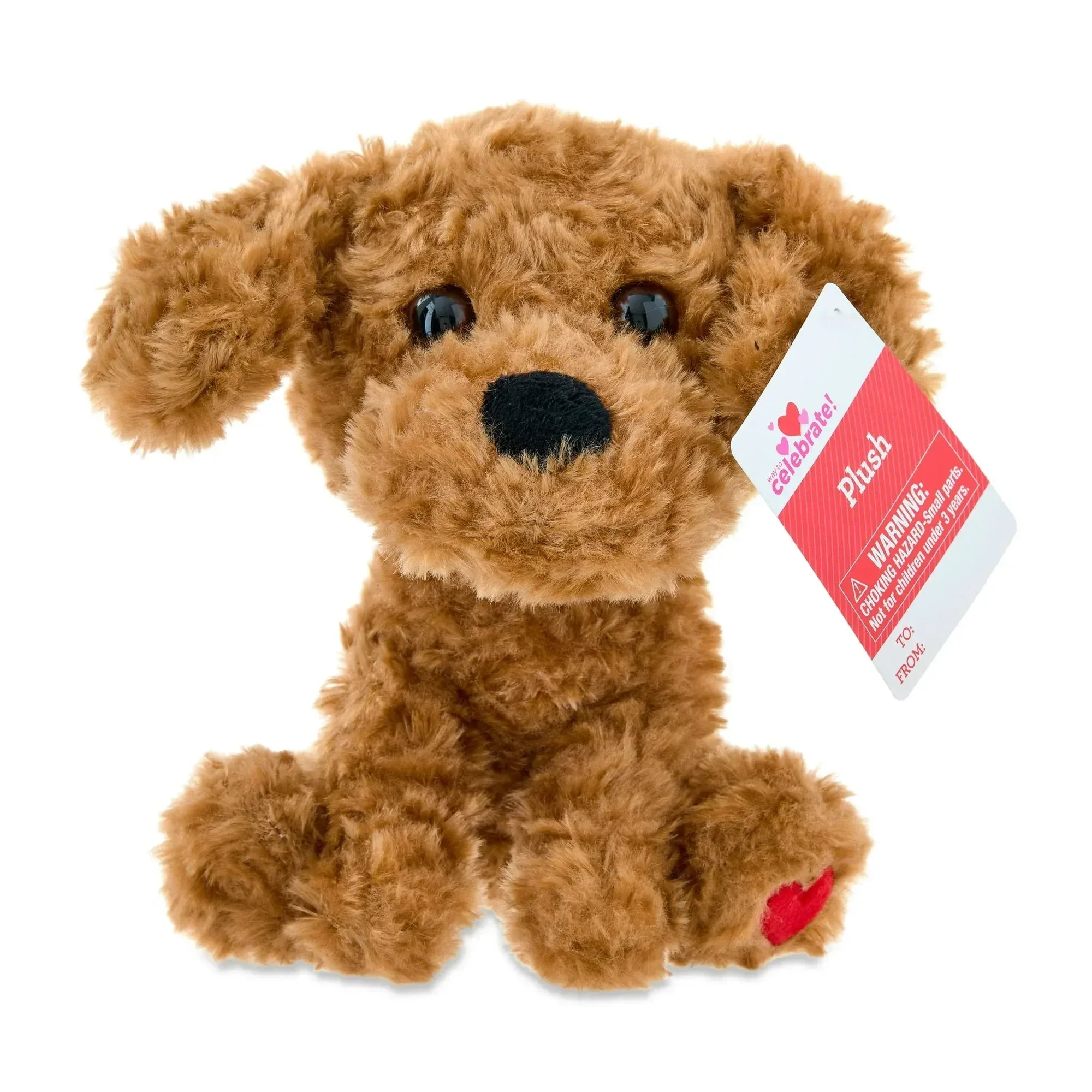 Small Sitting Doodle Dog Plush, Brown, 7", Valentine's Day by Way To Celebrate - Image 4