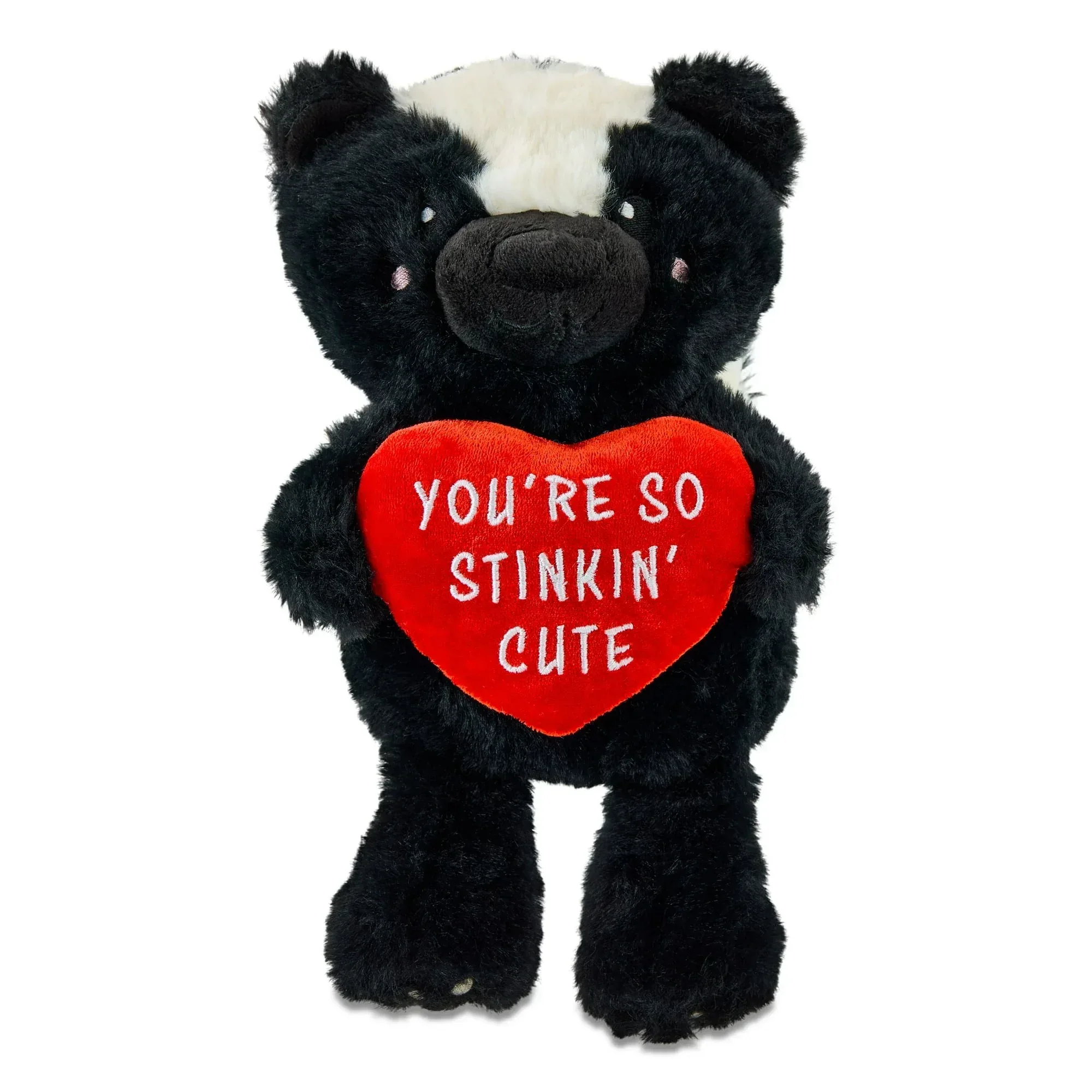 Small Skunk Plush, Black, White, and Red, 10", Valentine's Day by Way To Celebrate