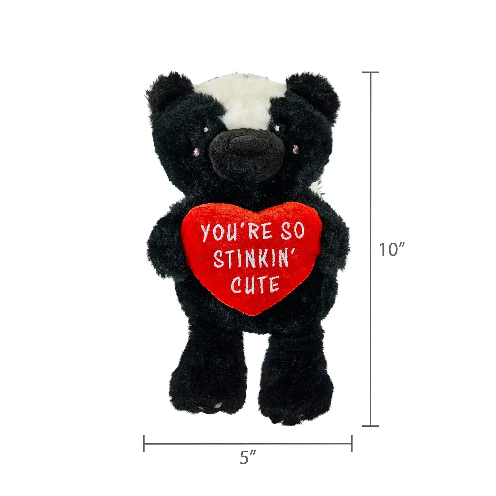 Small Skunk Plush, Black, White, and Red, 10", Valentine's Day by Way To Celebrate - Image 2